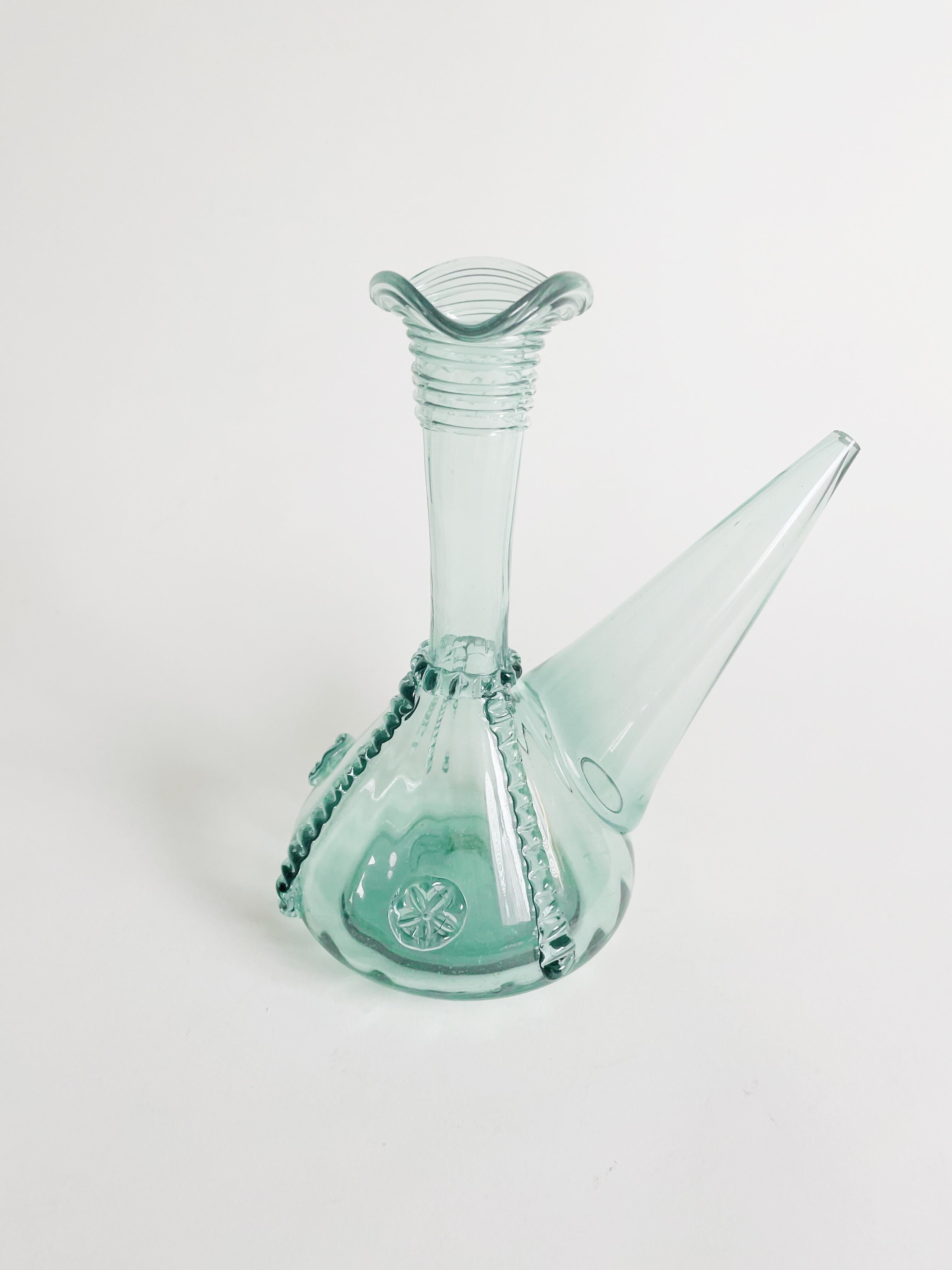 Antique handblown Spanish wine pitcher or 