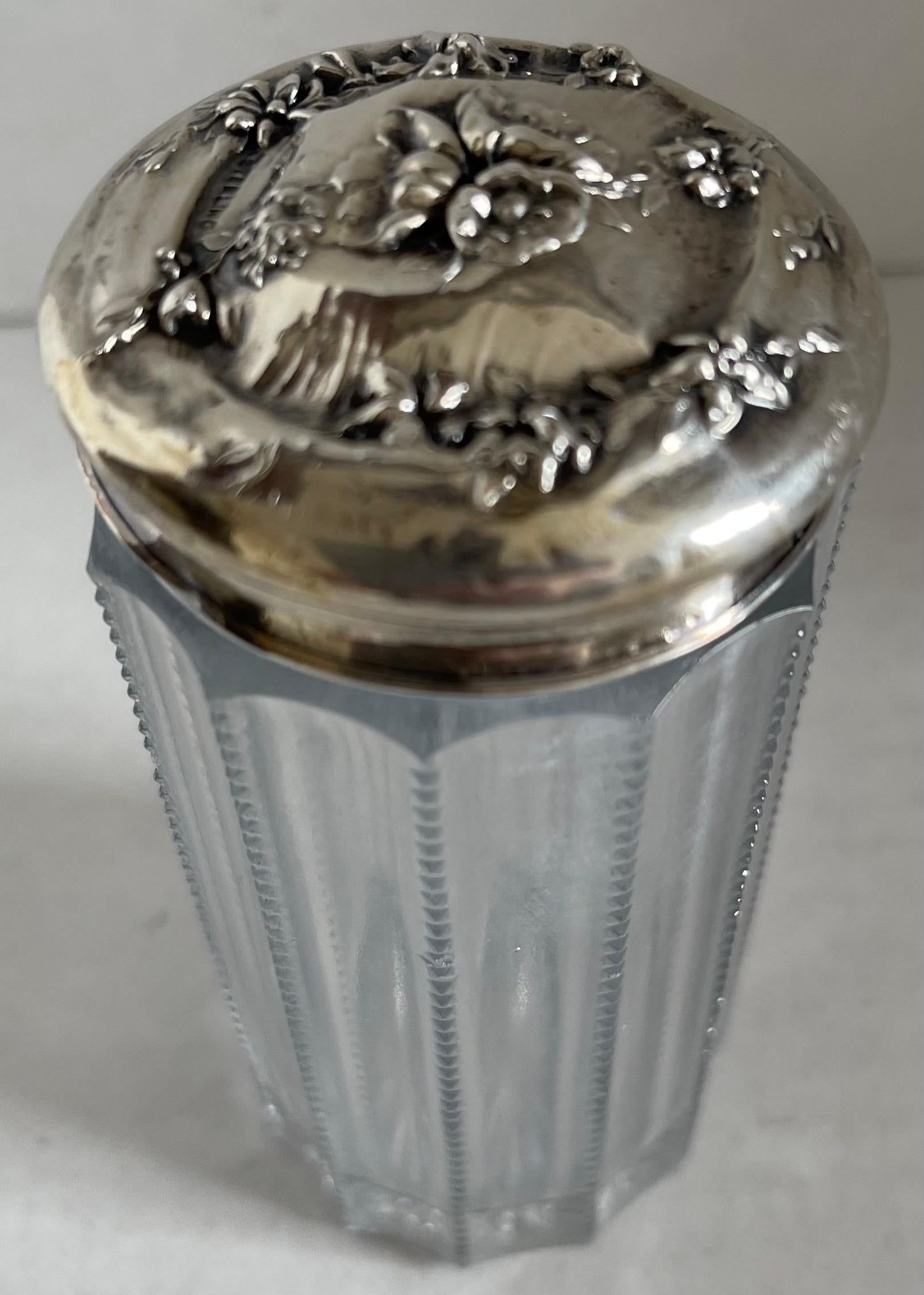 Antique Glass & Sterling Vanity Jars, Set of Five For Sale 5
