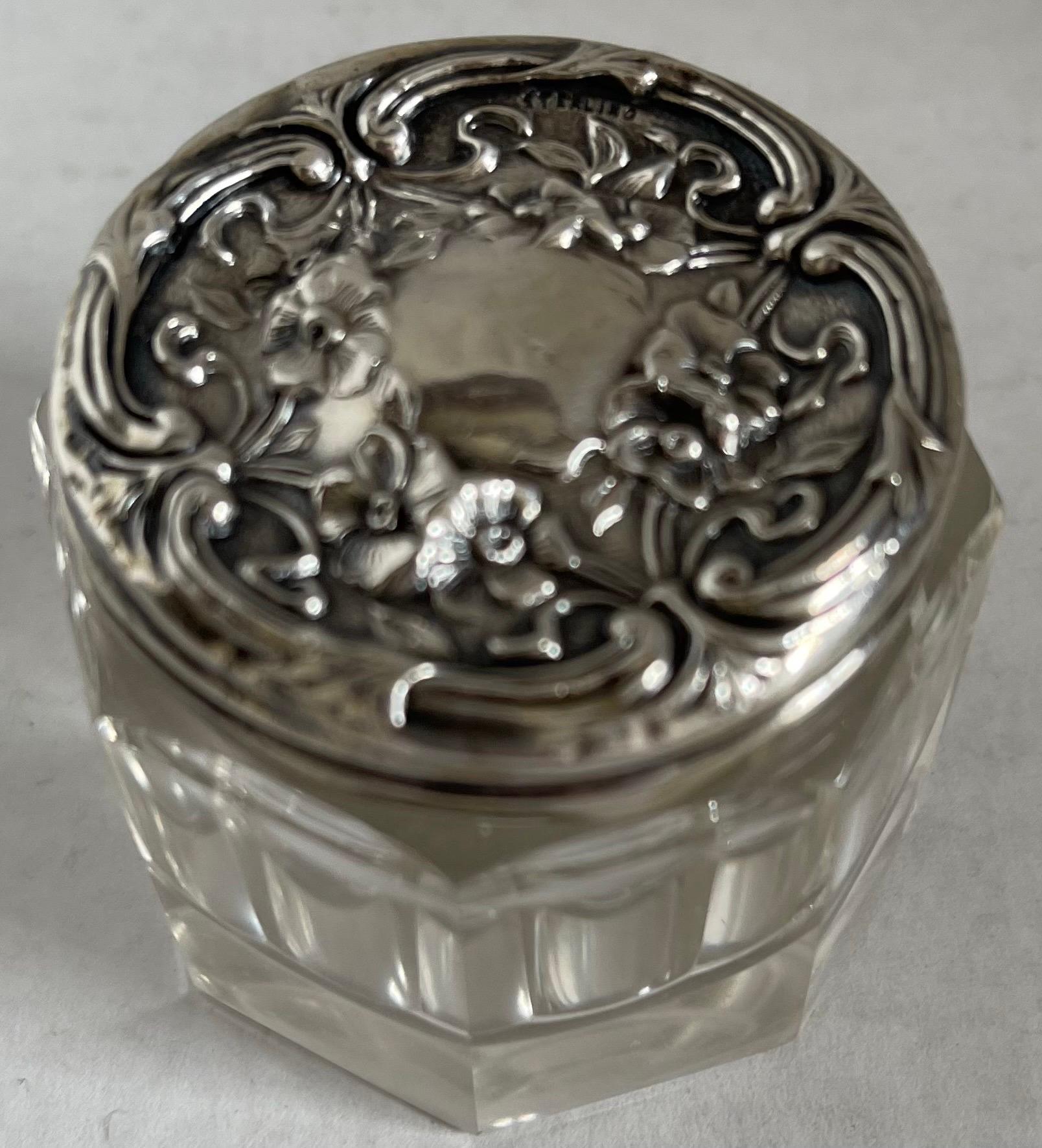 Antique Glass & Sterling Vanity Jars, Set of Five For Sale 1