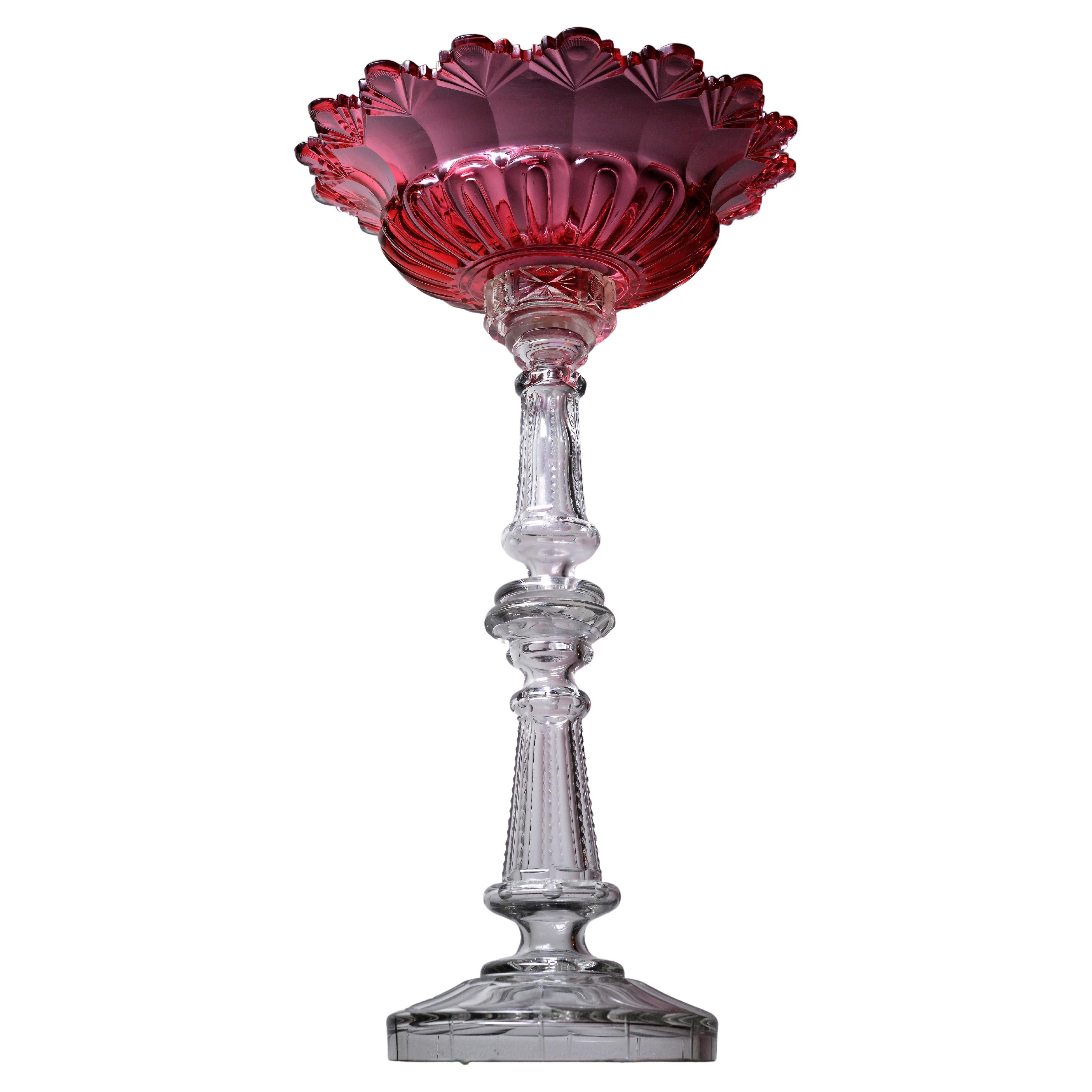 Vase à fruits ancien Сrystal Tazza Two Tone 19e siècle, manufacture impériale russe en vente