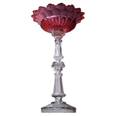Vase à fruits ancien Сrystal Tazza Two Tone 19e siècle, manufacture impériale russe