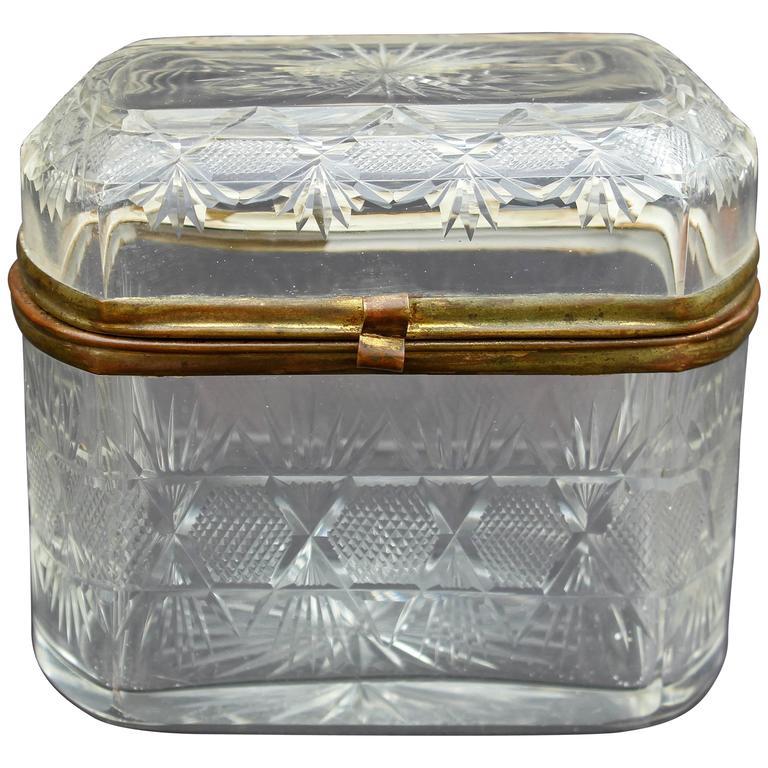 Antique Glass Trinket Box For Sale at 1stDibs