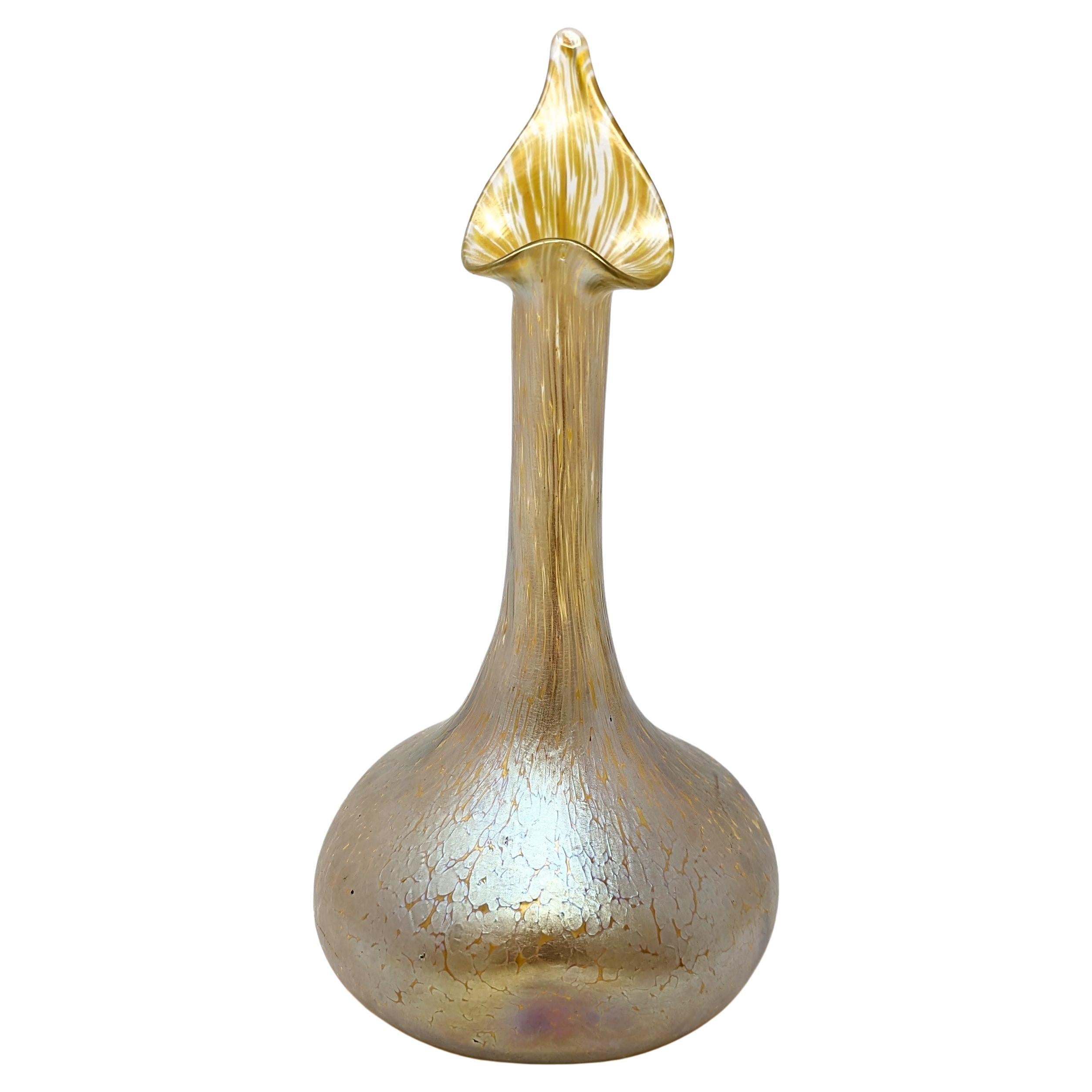 Antique Glass Vase Candia Papillon Loetz Witwe Bohemia Circa 1898 Art Nouveau For Sale