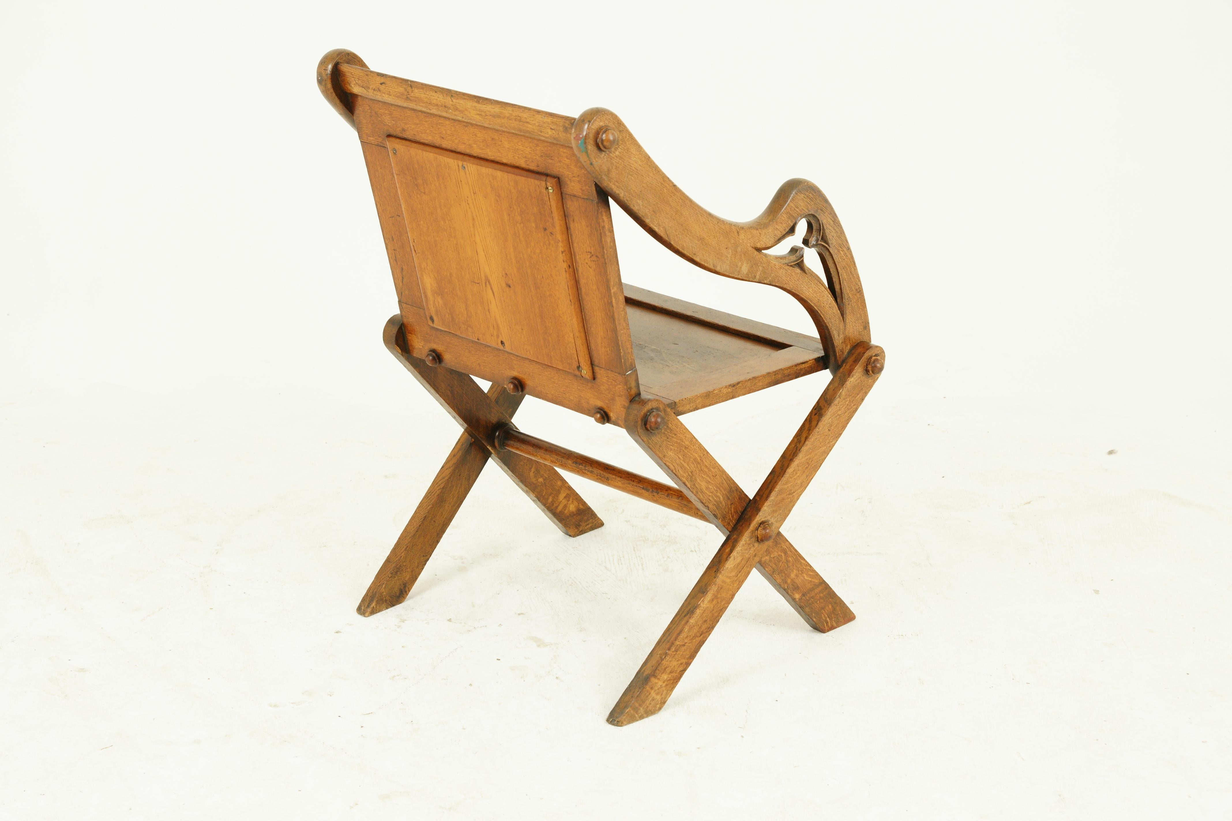 Scottish Antique Glastonbury Chair, Arts & Crafts Chair, Oak Chair, Scotland, 1900, B1538