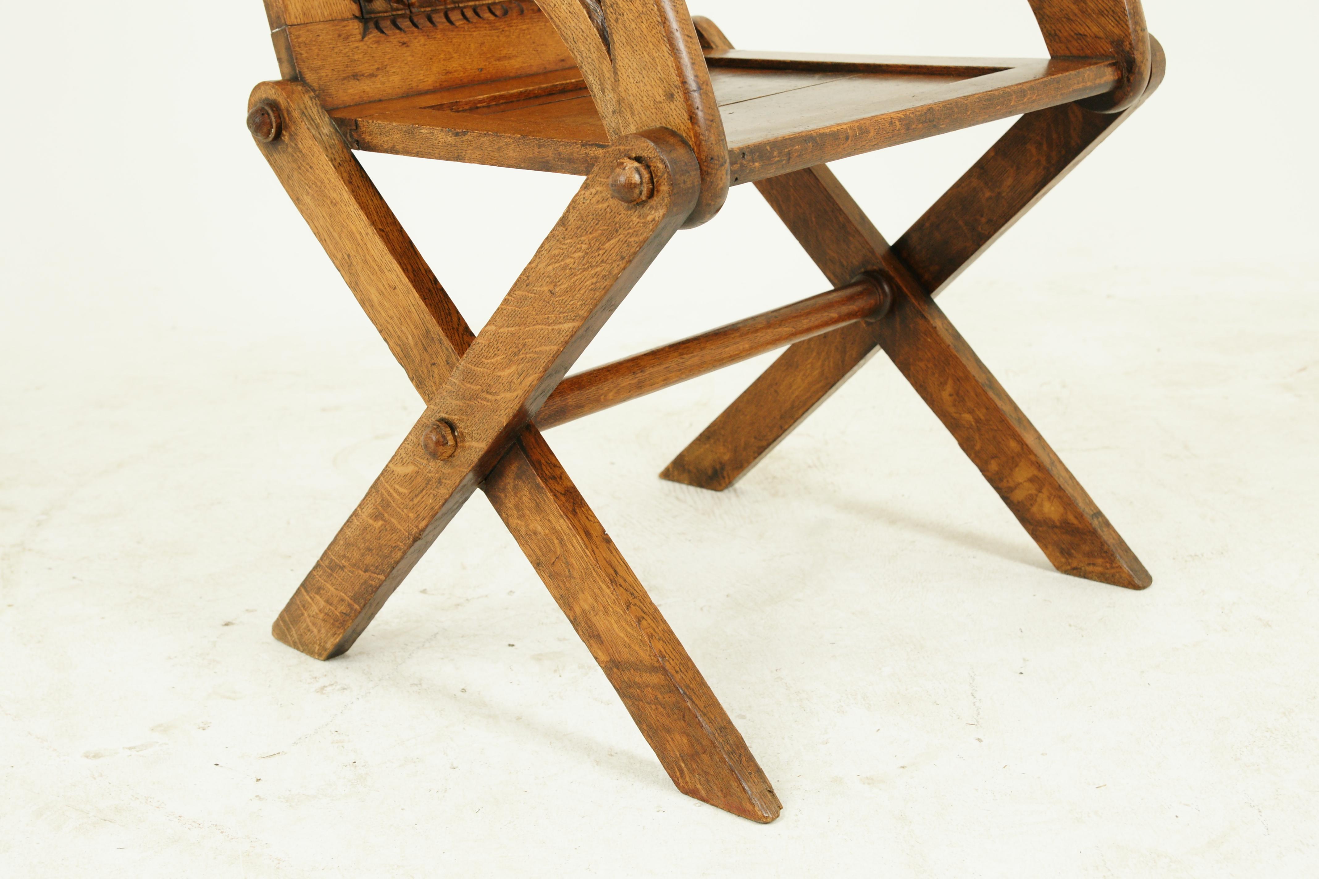 Antique Glastonbury Chair, Arts & Crafts Chair, Oak Chair, Scotland, 1900, B1538 In Good Condition In Vancouver, BC
