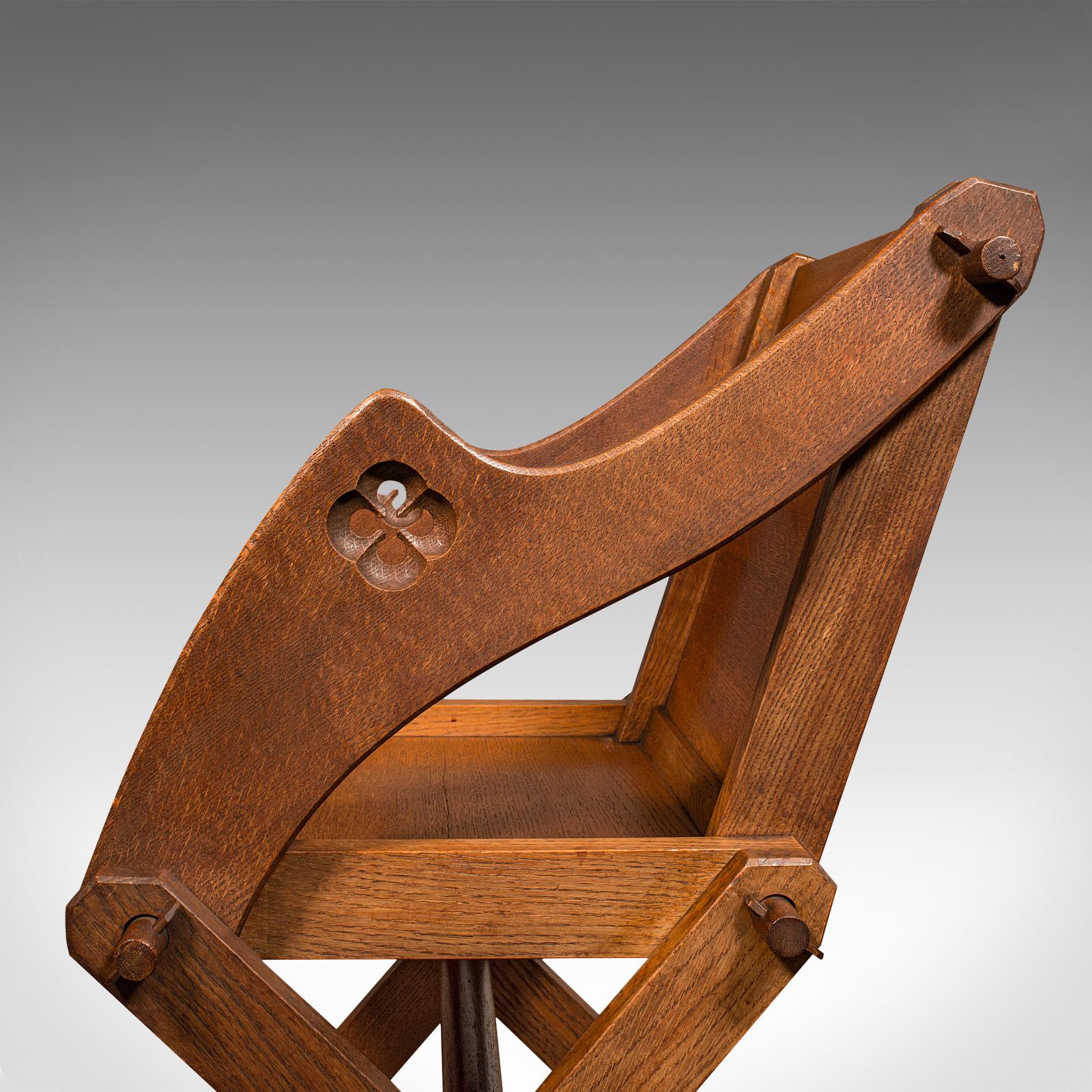Antique Glastonbury Chair, English Oak, Ecclesiastic Armchair, Gothic, Victorian For Sale 5