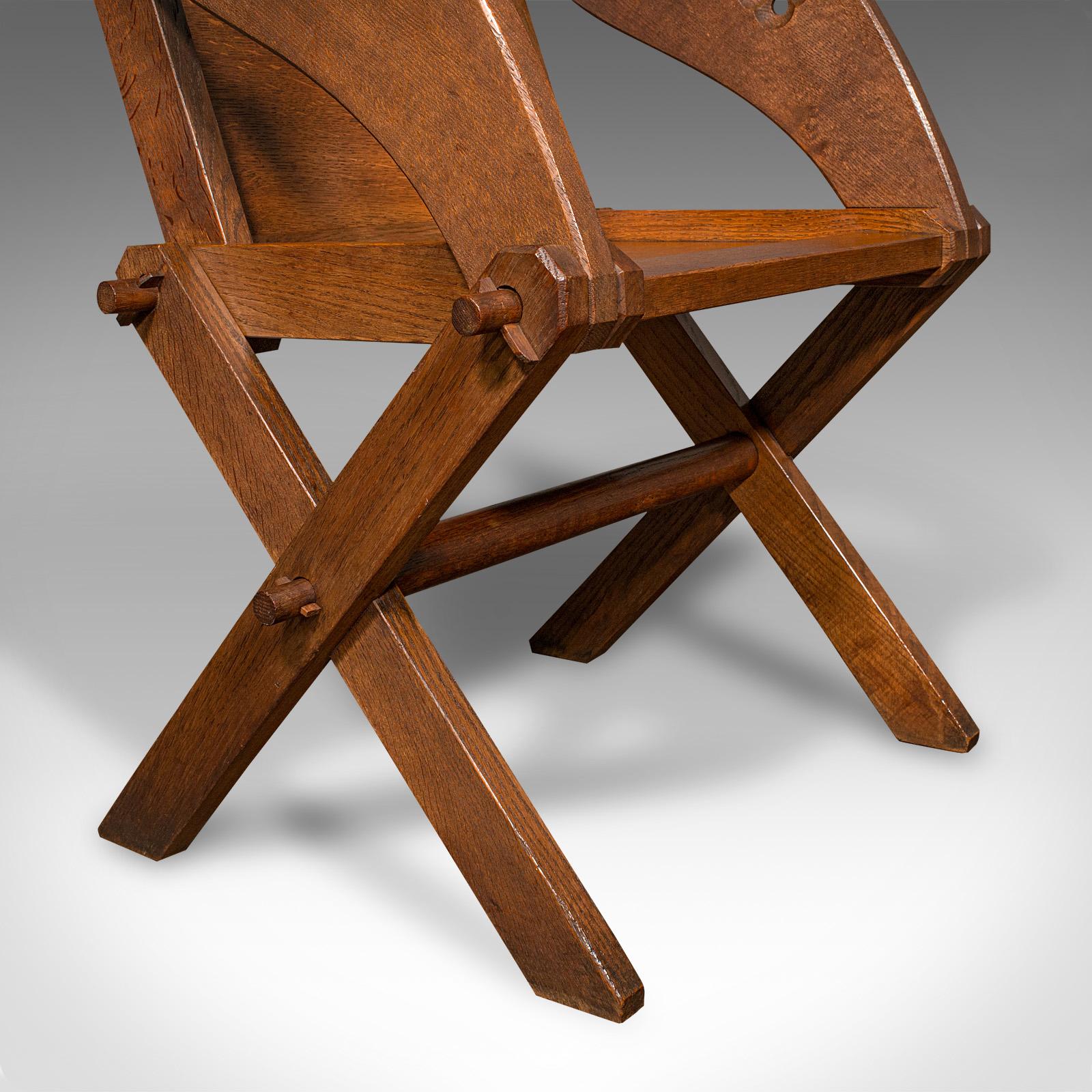 Antique Glastonbury Chair, English Oak, Ecclesiastic Armchair, Gothic, Victorian For Sale 6