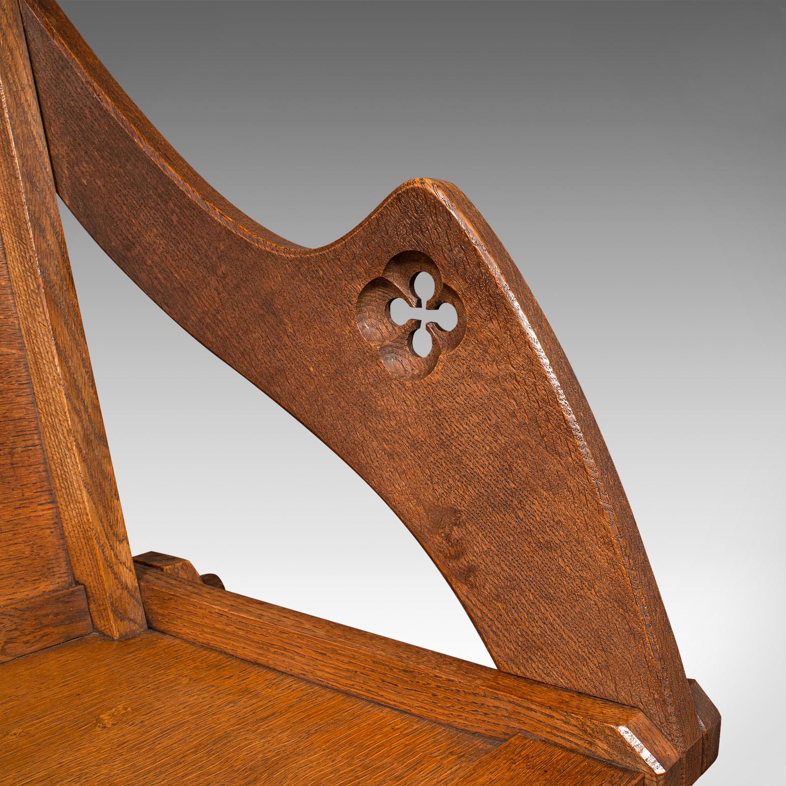 Antique Glastonbury Chair, English Oak, Ecclesiastic Armchair, Gothic, Victorian For Sale 3