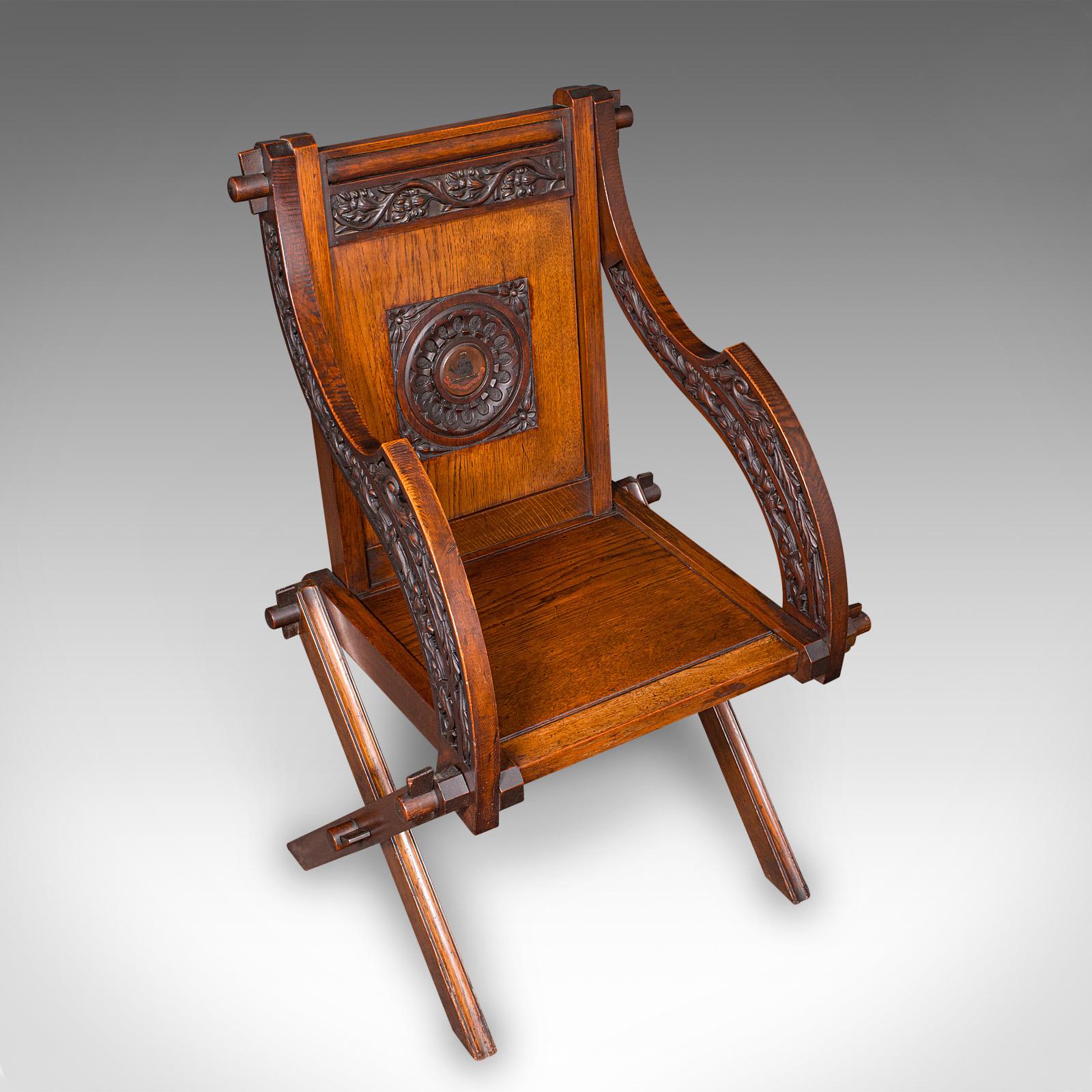 Antiker Glastonbury Stuhl, Englisch, Eiche, Ellbogensitz, Gotik, Viktorianisch (Spätes 19. Jahrhundert) im Angebot
