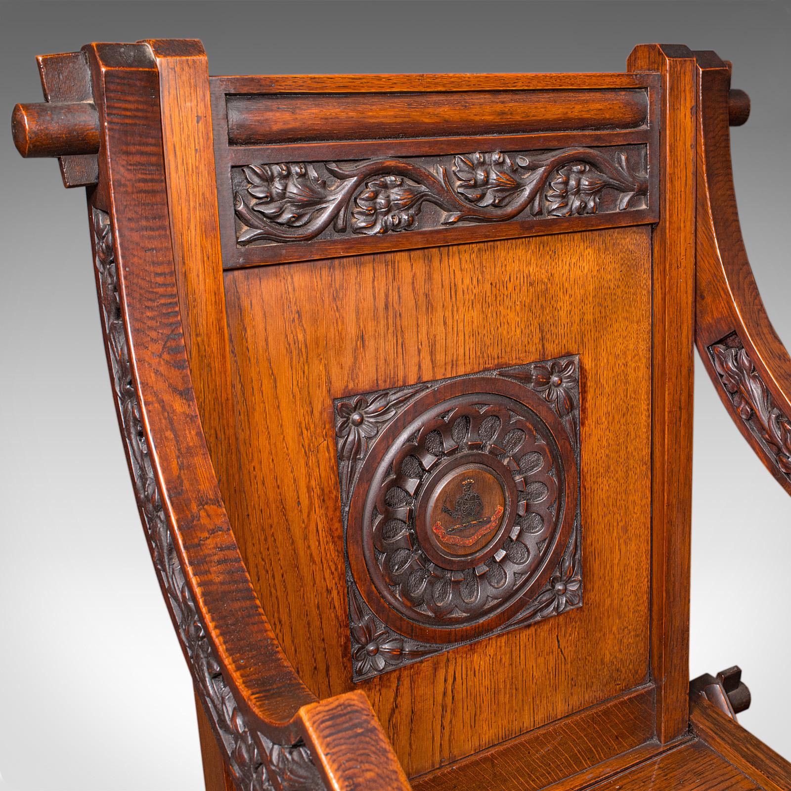 Antiker Glastonbury Stuhl, Englisch, Eiche, Ellbogensitz, Gotik, Viktorianisch (Eichenholz) im Angebot