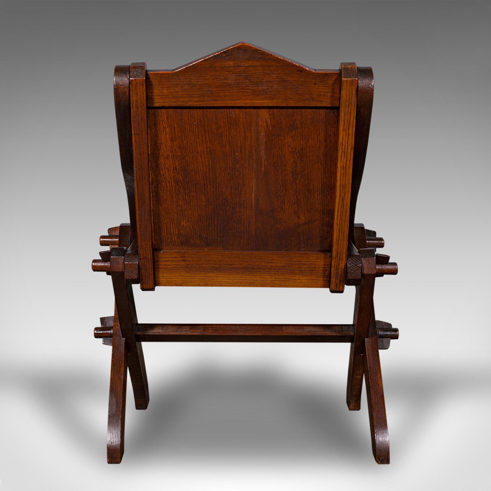 Antique Glastonbury Chair, English Oak, Gothic Revival Seat, Victorian, C.1880 In Good Condition For Sale In Hele, Devon, GB
