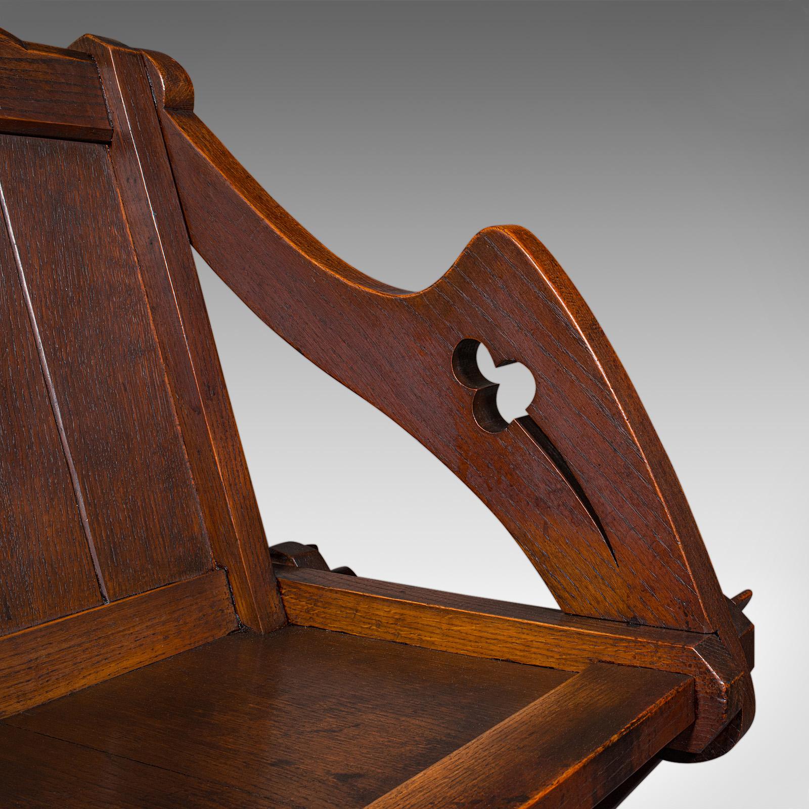 Antique Glastonbury Chair, English Oak, Gothic Revival Seat, Victorian, C.1880 For Sale 3
