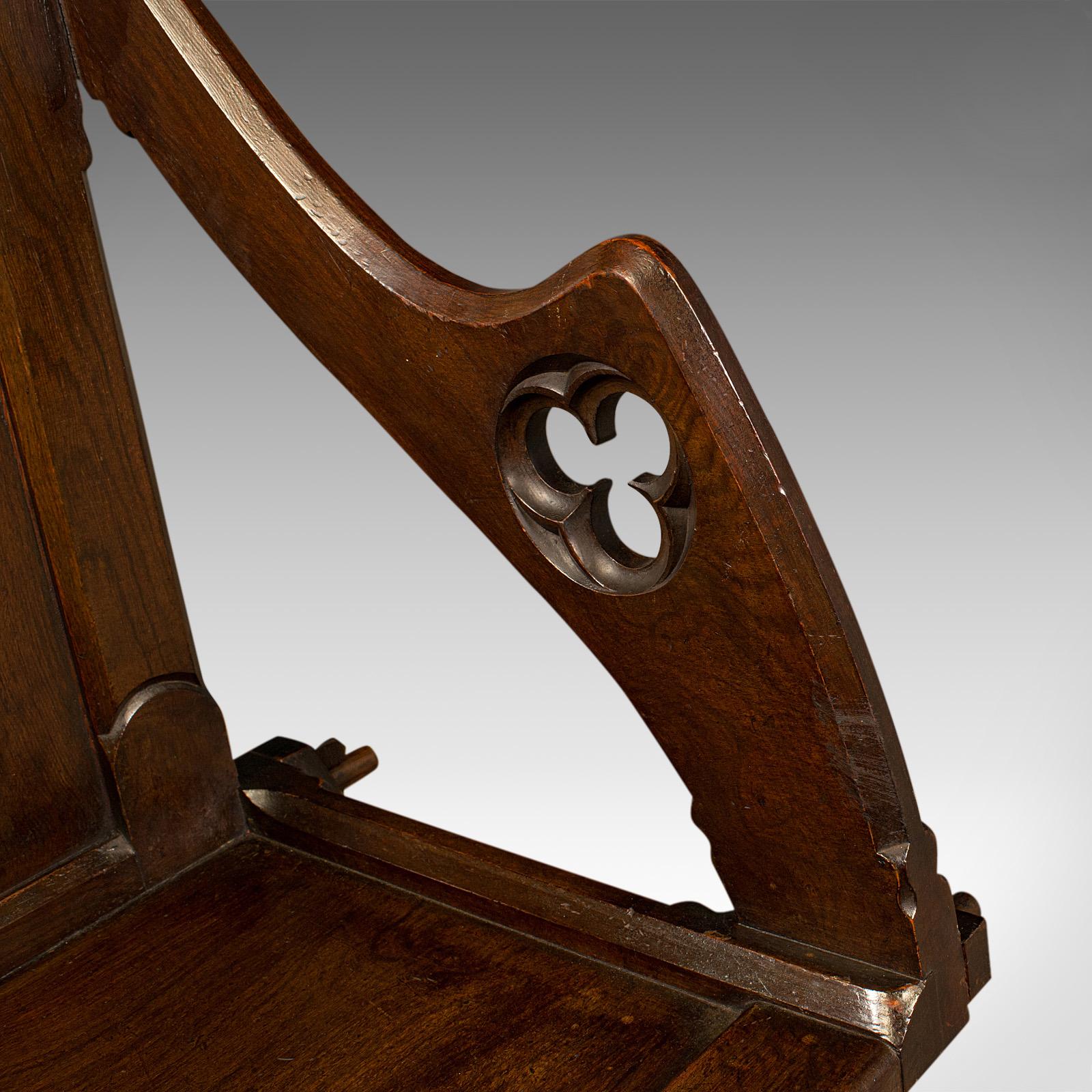 Antique Glastonbury Chair, English, Pitch Pine Armchair, Gothic Taste, Victorian For Sale 5