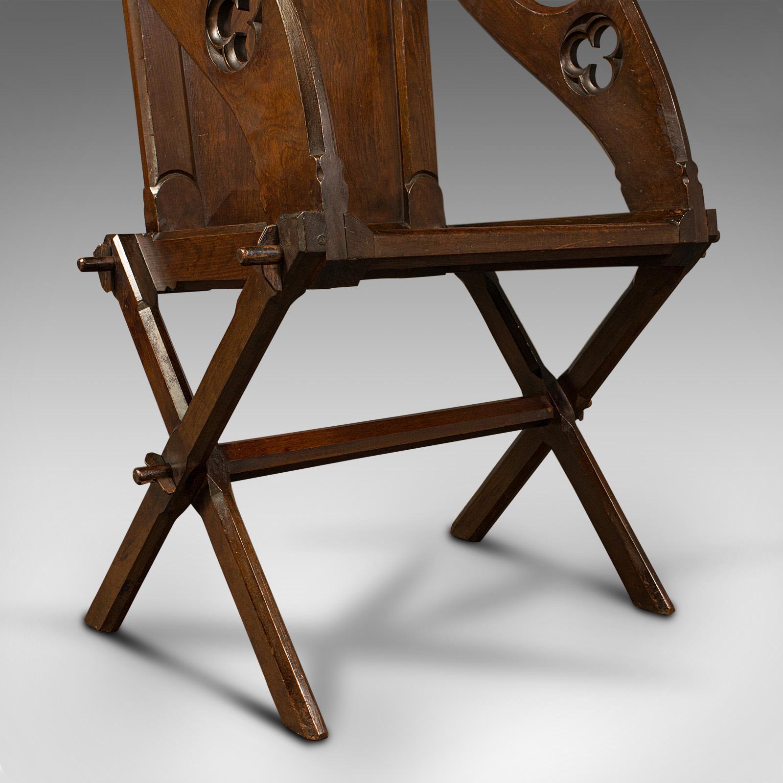 Antique Glastonbury Chair, English, Pitch Pine Armchair, Gothic Taste, Victorian For Sale 6