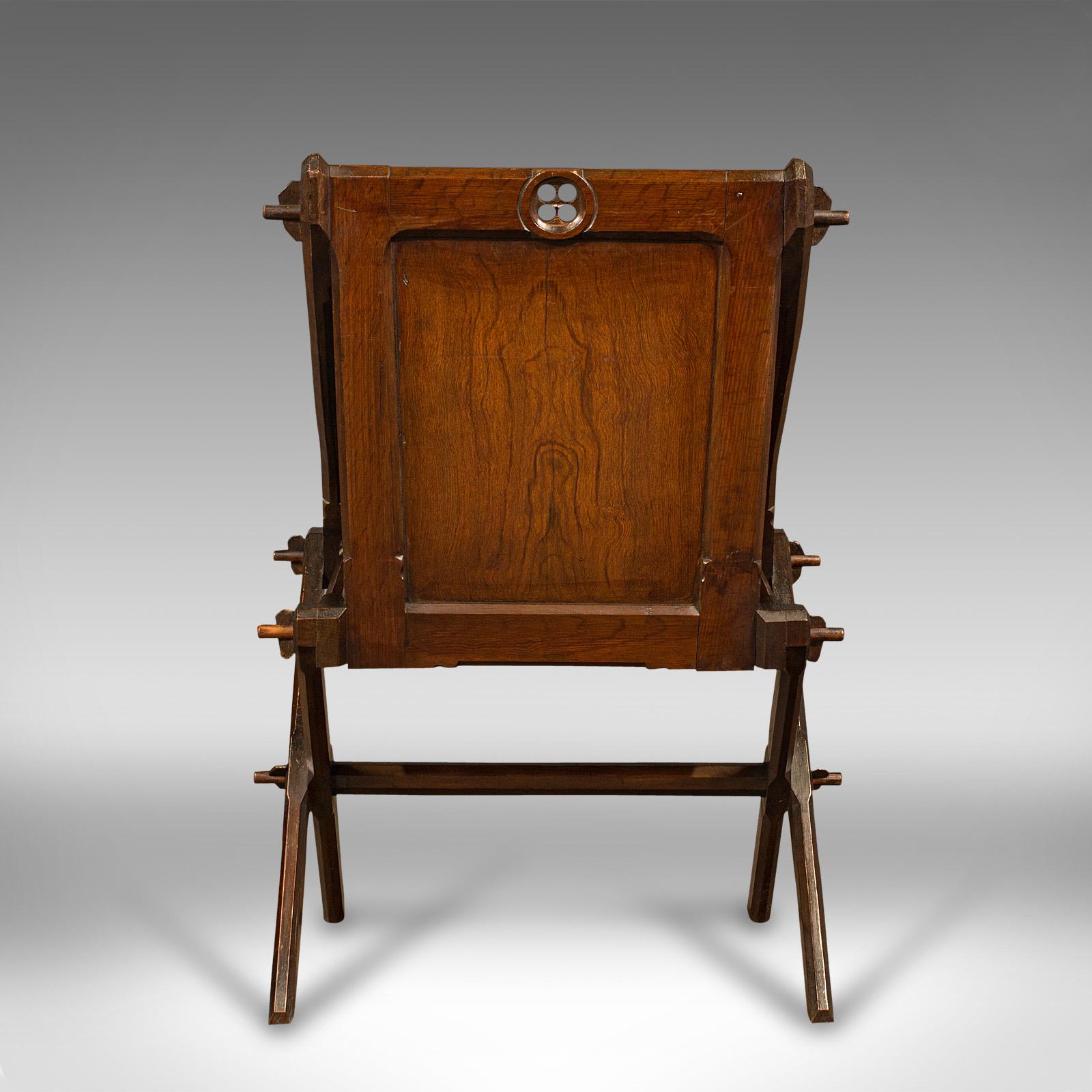 Antique Glastonbury Chair, English, Pitch Pine Armchair, Gothic Taste, Victorian In Good Condition For Sale In Hele, Devon, GB
