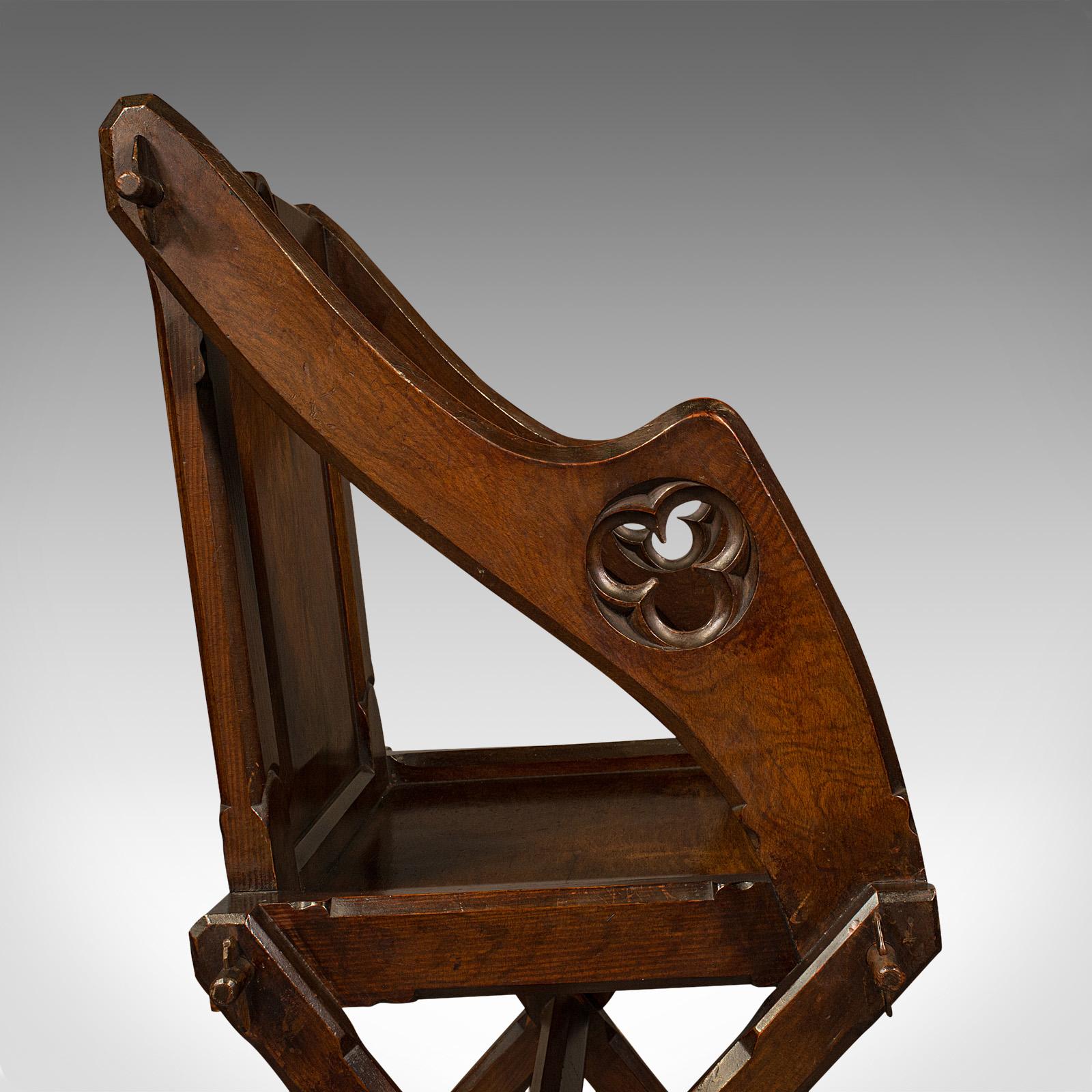 Antique Glastonbury Chair, English, Pitch Pine Armchair, Gothic Taste, Victorian For Sale 3