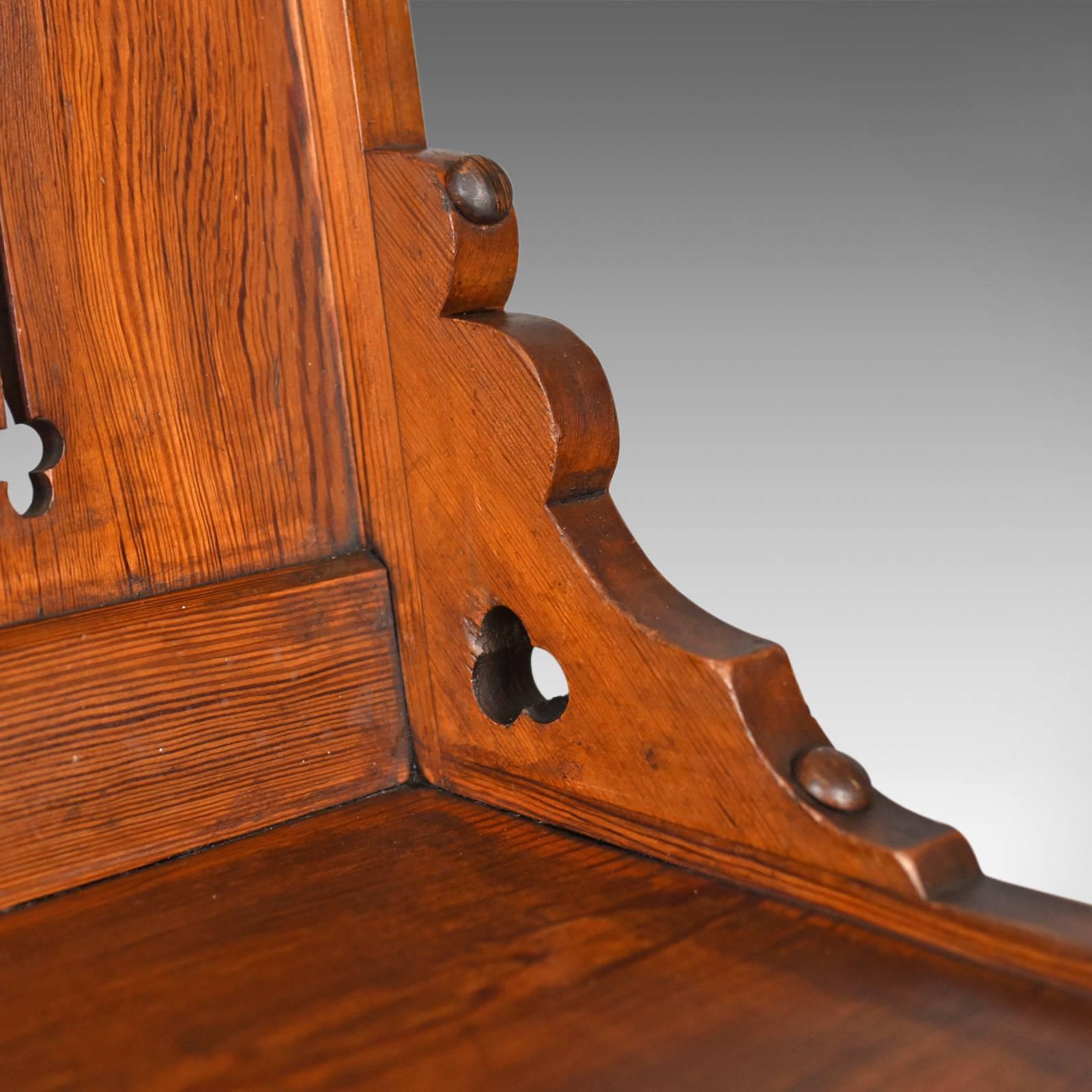 Pine Antique Glastonbury Chair, English, Tudor Revival, Hall Seat, circa 1880