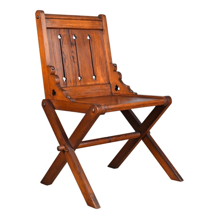 Antique Glastonbury Chair, English, Tudor Revival, Hall Seat, circa