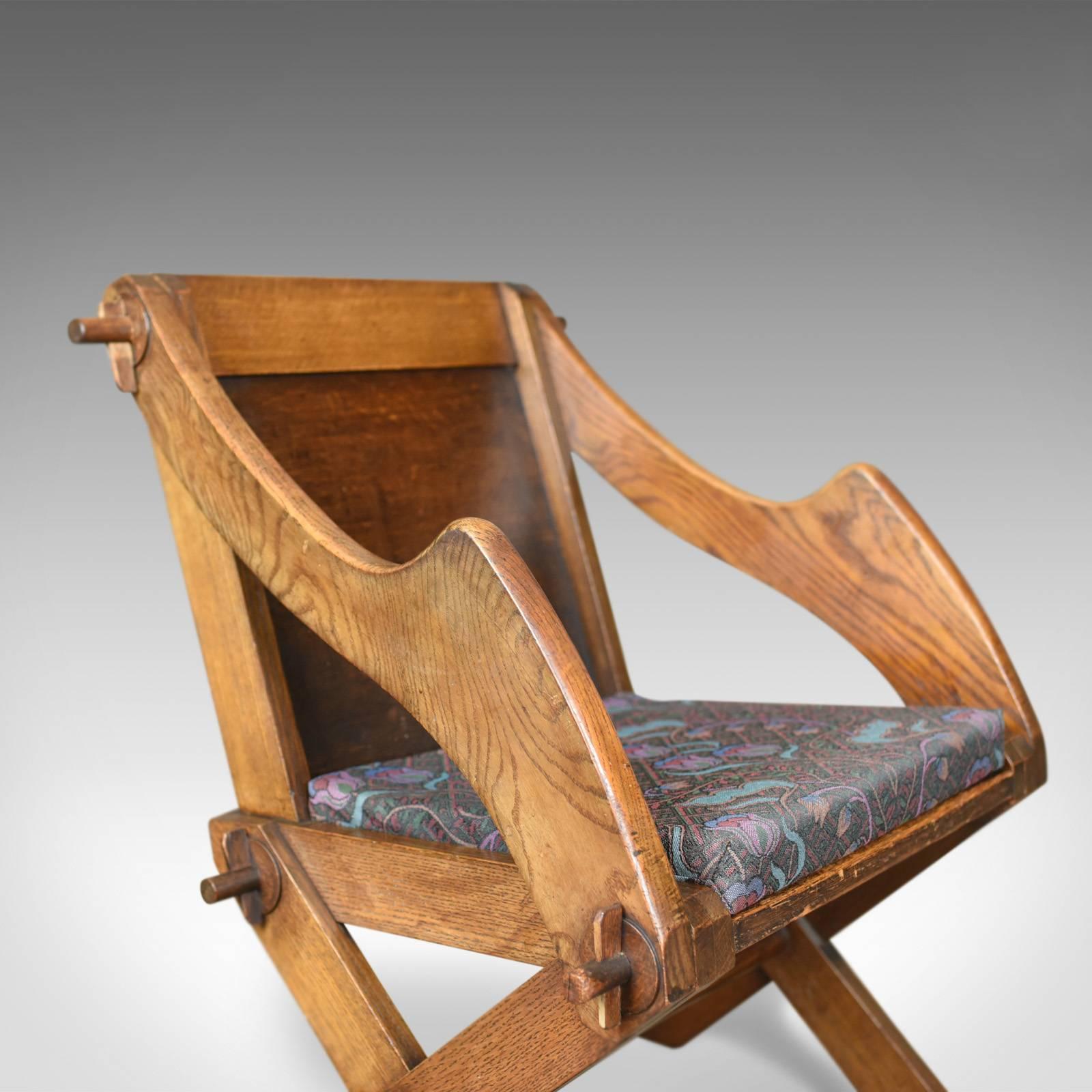 20th Century Antique Glastonbury Chair, English, Tudor Revival, Hall Seat, circa 1900