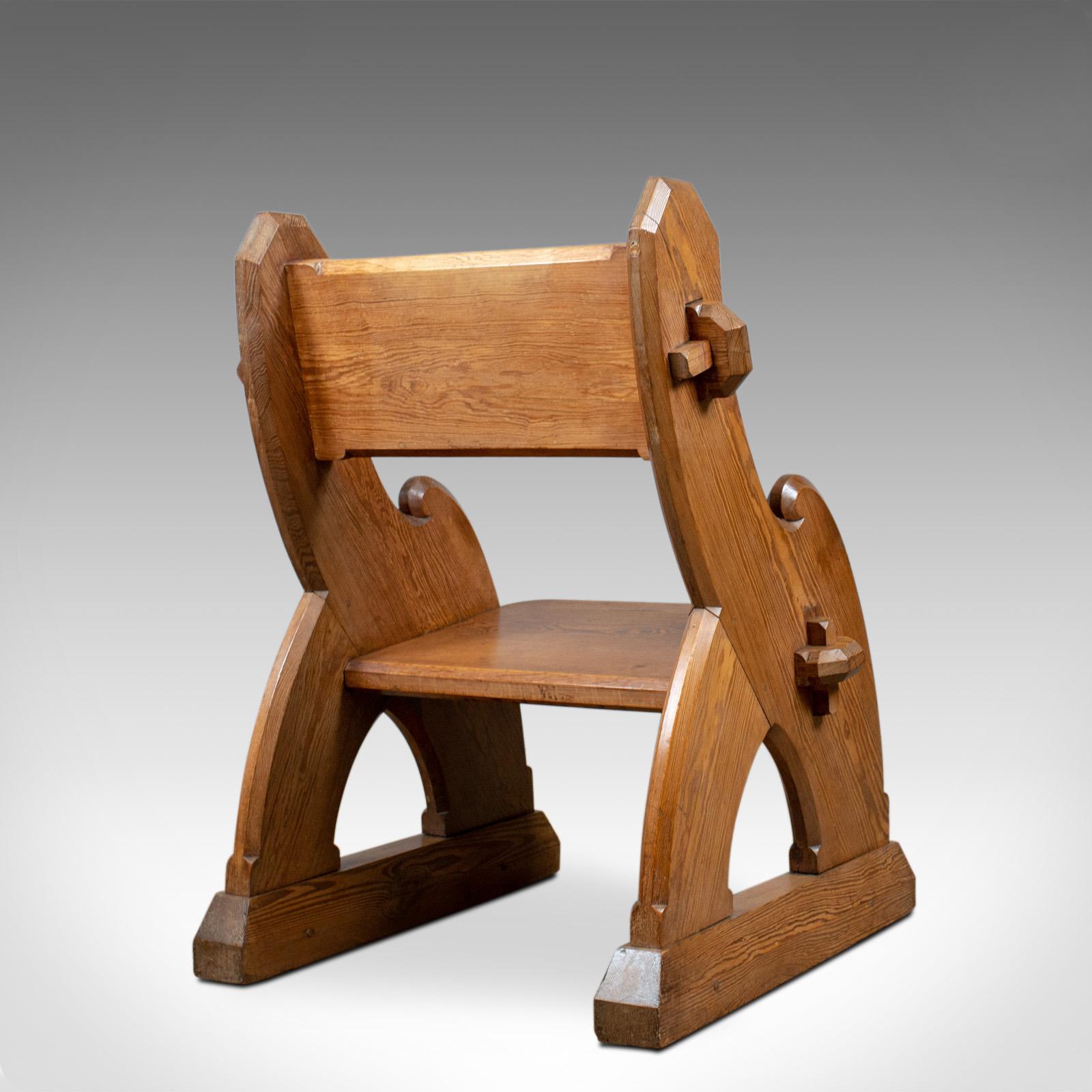 Early Victorian Antique Glastonbury Chair, Tudor Revival, Ecclesiastical, Gothic, circa 1850
