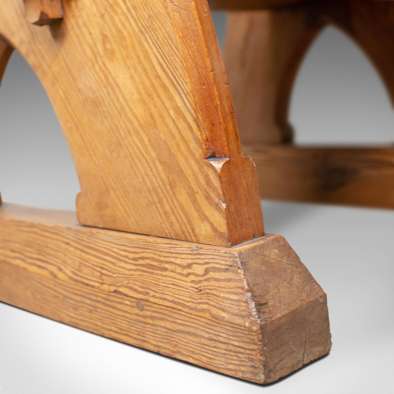 Pine Antique Glastonbury Chair, Tudor Revival, Ecclesiastical, Gothic, circa 1850