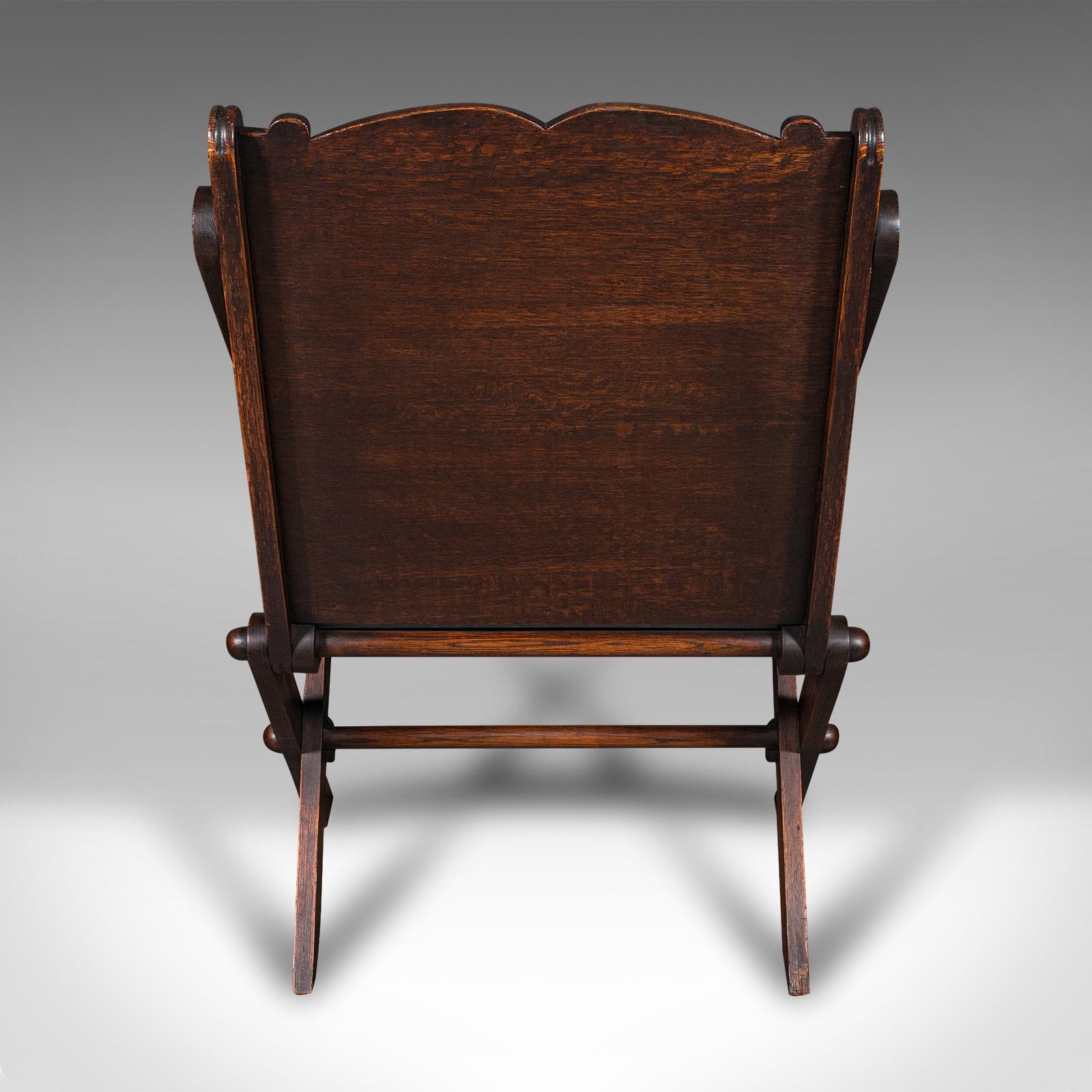 Antique Glastonbury Chair, Welsh Oak, Gothic Revival Elbow Seat, Victorian, 1880 In Good Condition For Sale In Hele, Devon, GB
