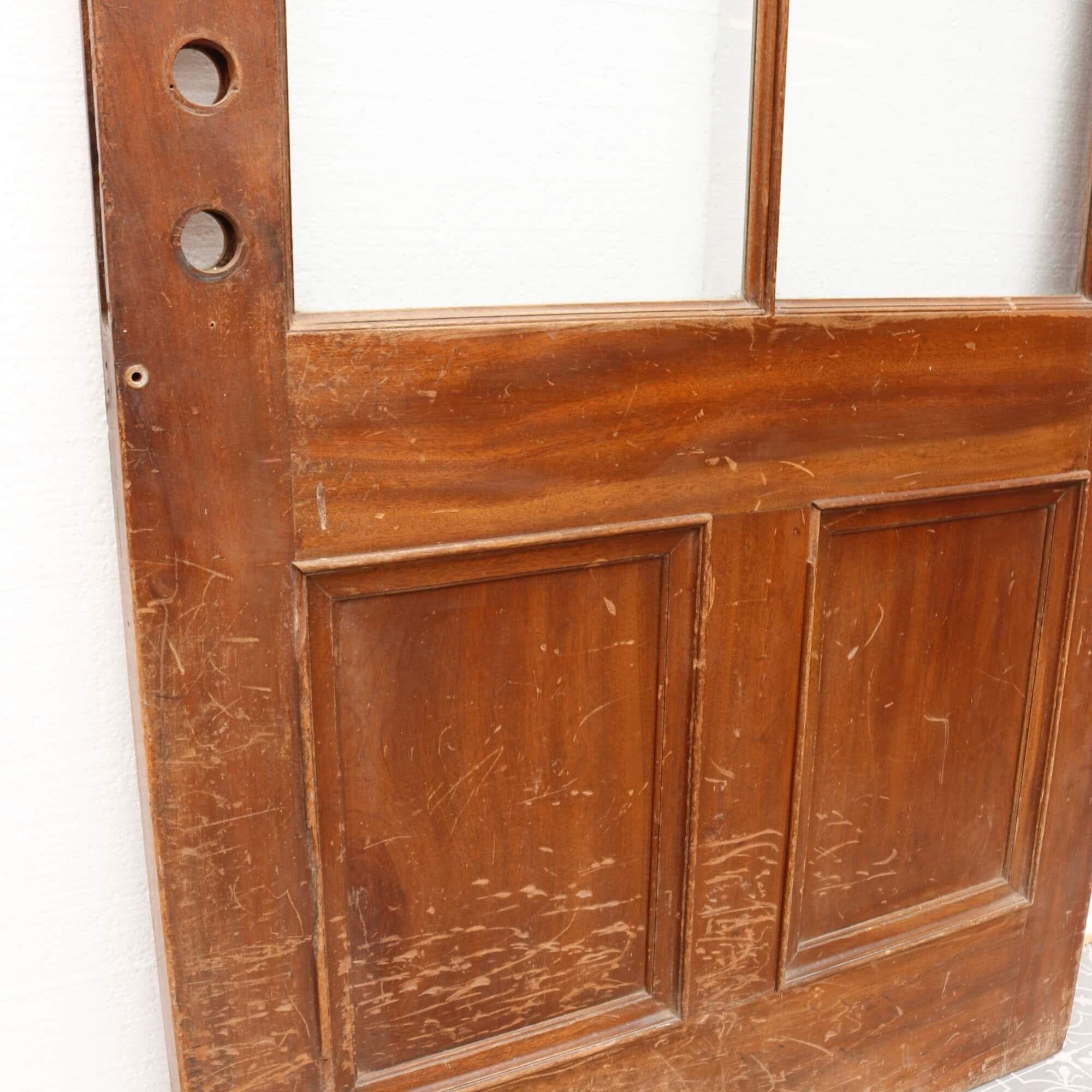 Antique Glazed Arched Interior Mahogany Door In Fair Condition For Sale In Wormelow, Herefordshire