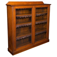 Antique Glazed Bookcase, English, Oak, Display Cabinet, Home Library, Victorian