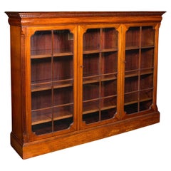Antique Glazed Bookcase, English, Walnut, Library Cabinet, Edwardian, Circa 1910