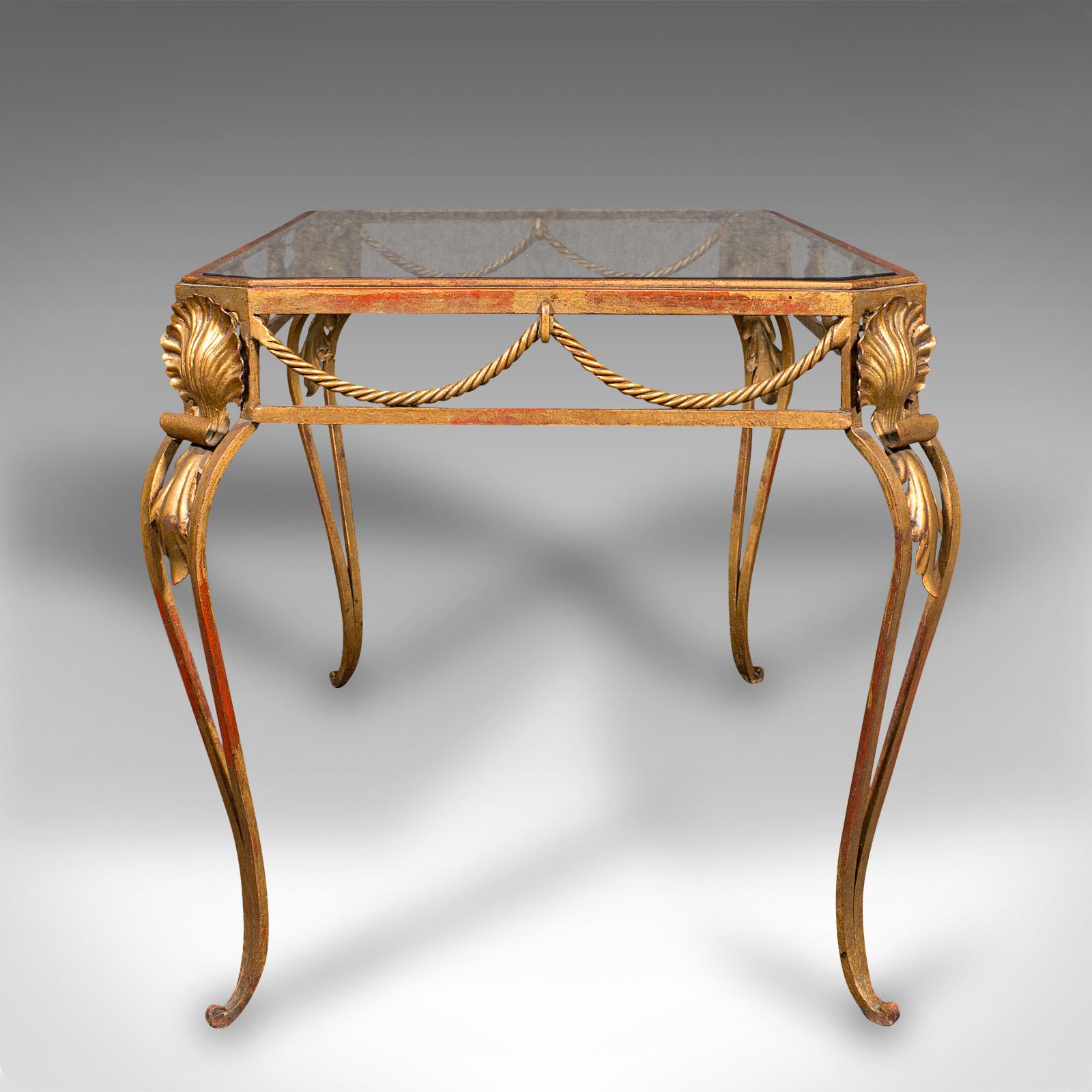 20th Century Antique Glazed Coffee Table, French, Brass, Art Nouveau, Early 20th, Circa 1920 For Sale