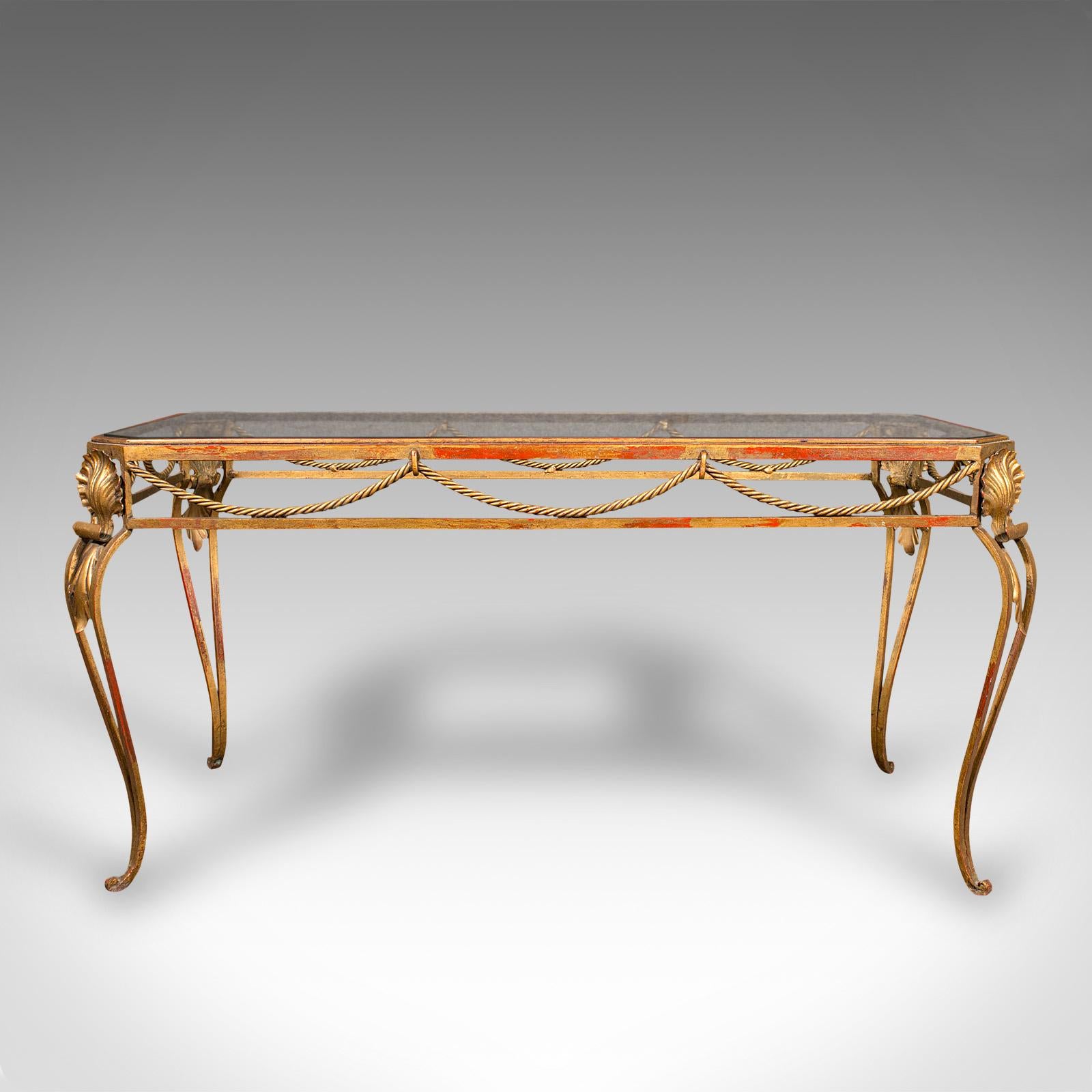Antique Glazed Coffee Table, French, Brass, Art Nouveau, Early 20th, Circa 1920 For Sale 1