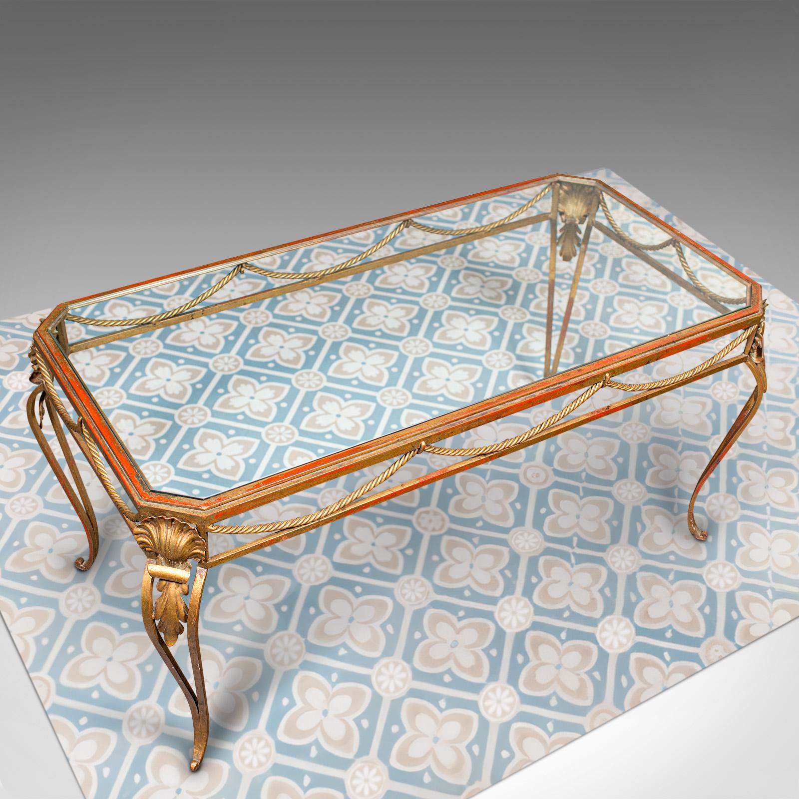 Antique Glazed Coffee Table, French, Brass, Art Nouveau, Early 20th, Circa 1920 For Sale 2