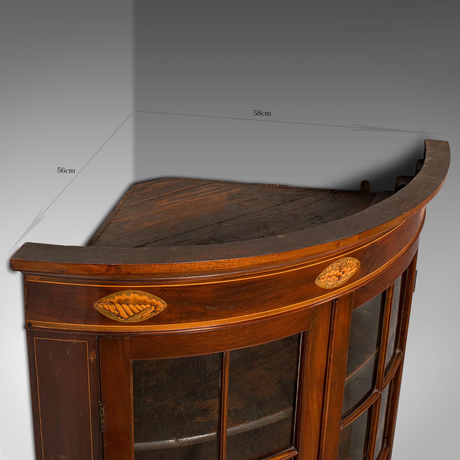 Antique Glazed Corner Cabinet, English, Bow Front, Display, Georgian, Circa 1800 For Sale 5