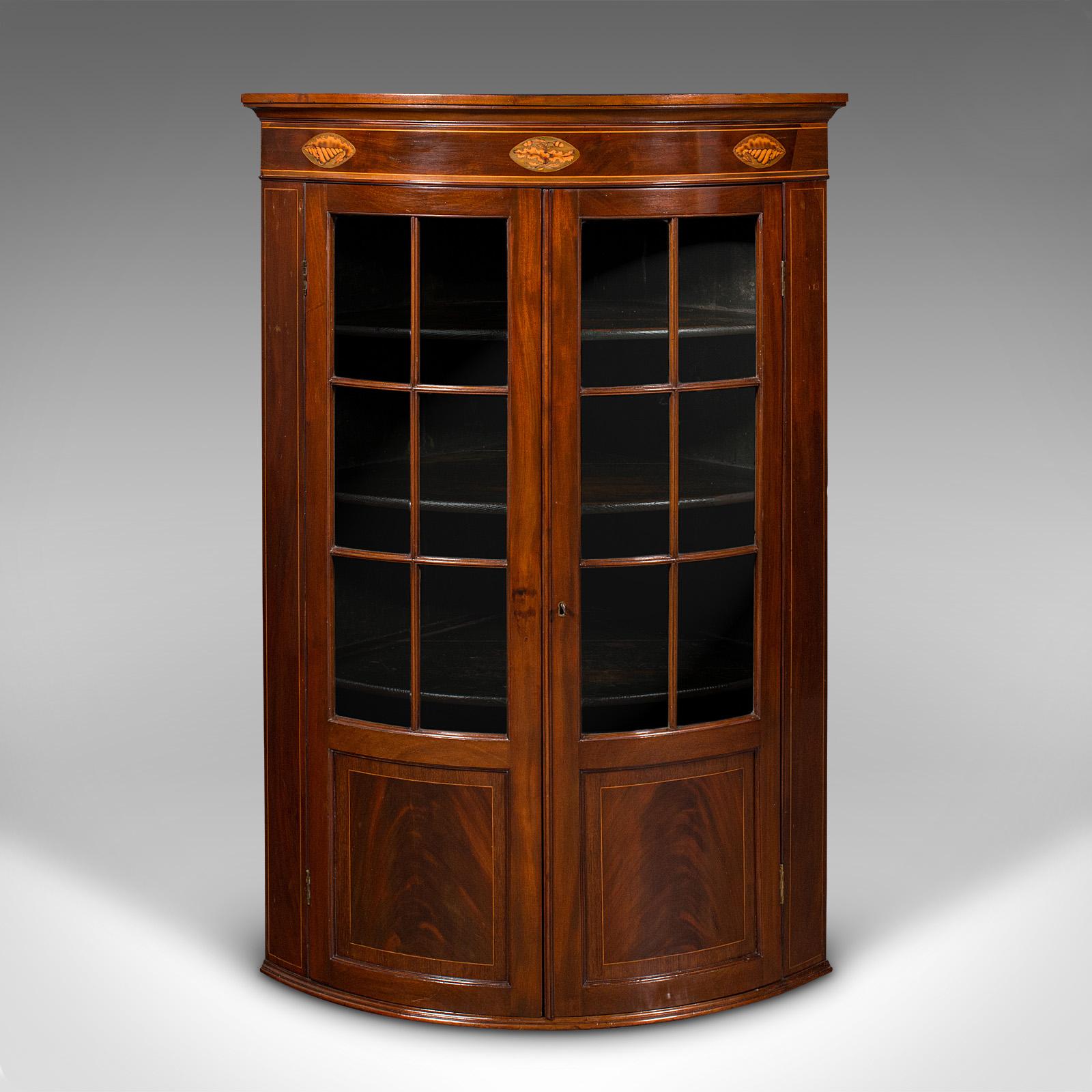 Britannico Antico mobile ad angolo smaltato, inglese, fronte ad arco, espositore, georgiano, circa 1800 in vendita