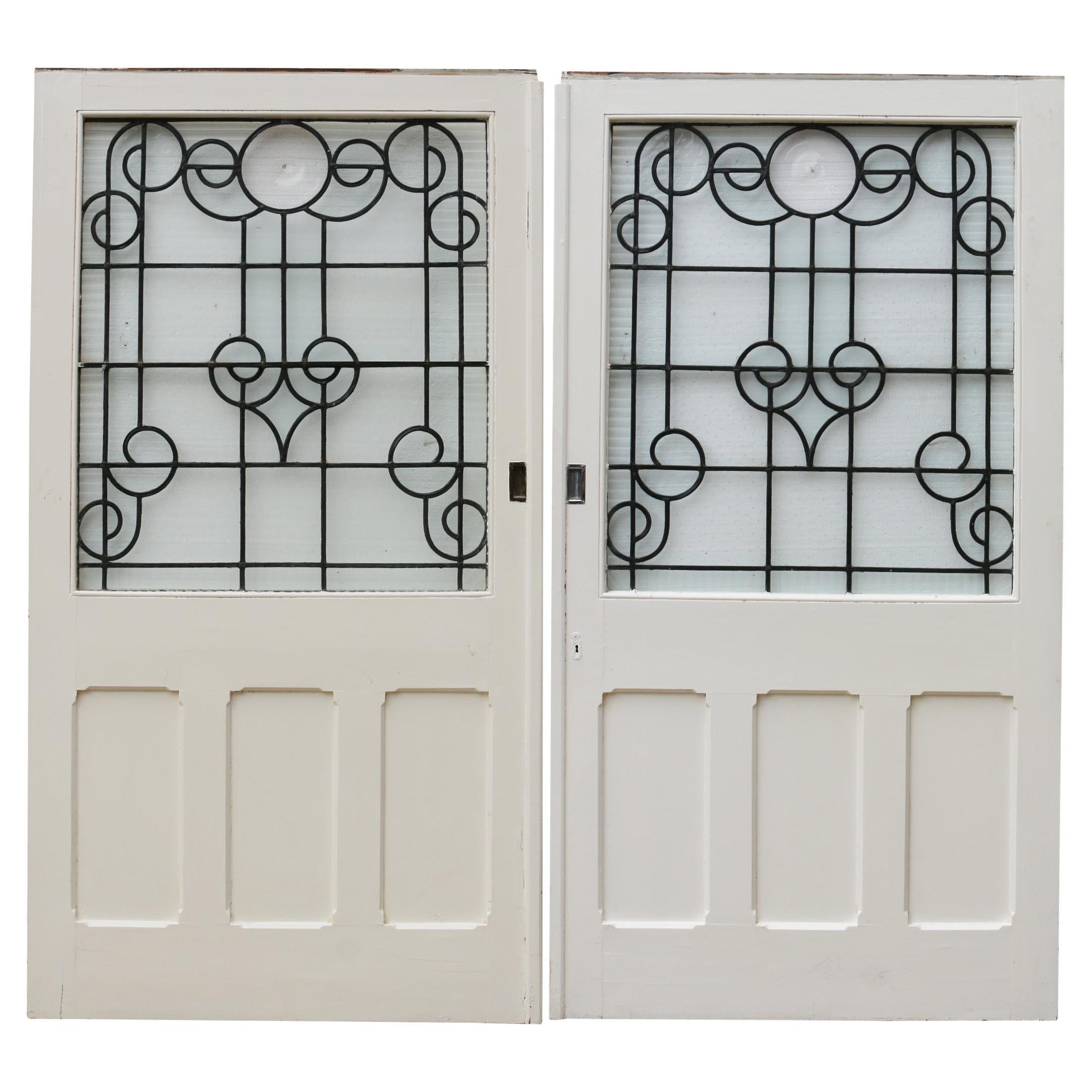 Antique Glazed Dividing Doors For Sale