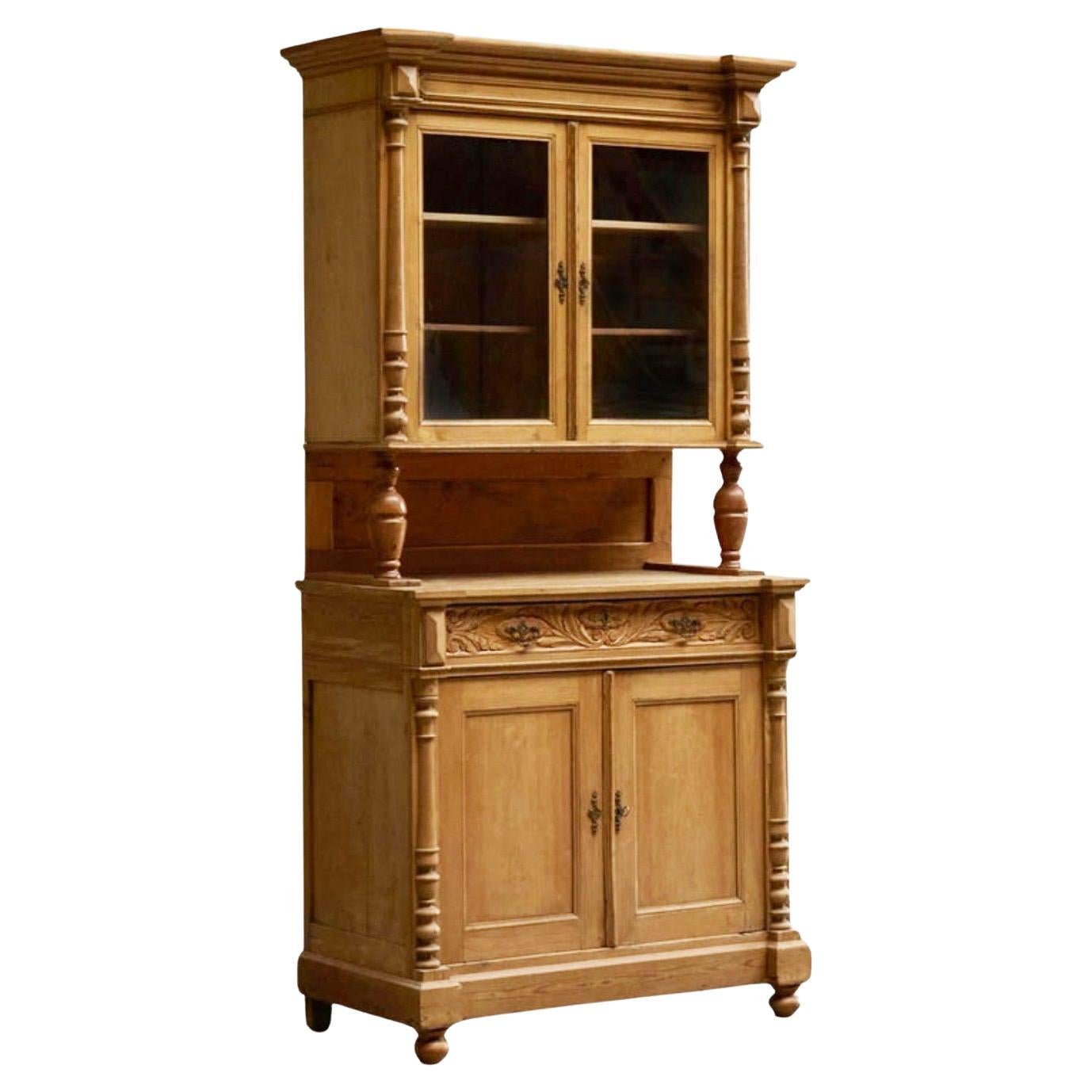 Antique Glazed Dresser in Solid Pine 19th Century