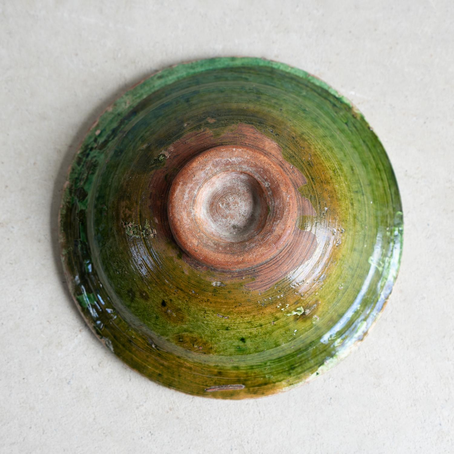 Late 19th Century Antique Glazed Earthenware Slipware Bowl, Swat Valley, Late 19th/Early 20th C. For Sale