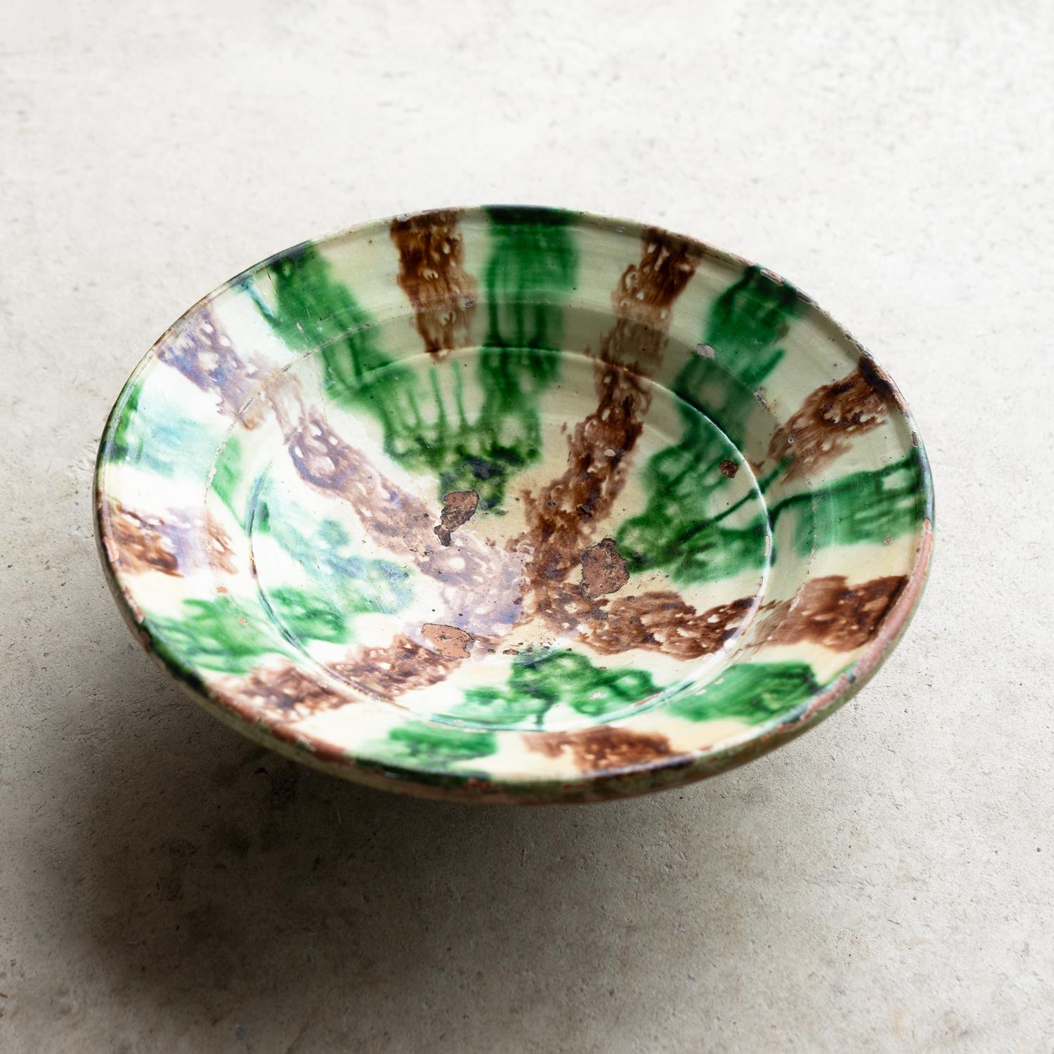 Antique Glazed Earthenware Slipware Bowl, Swat Valley, Late 19th/Early 20th C. For Sale 1