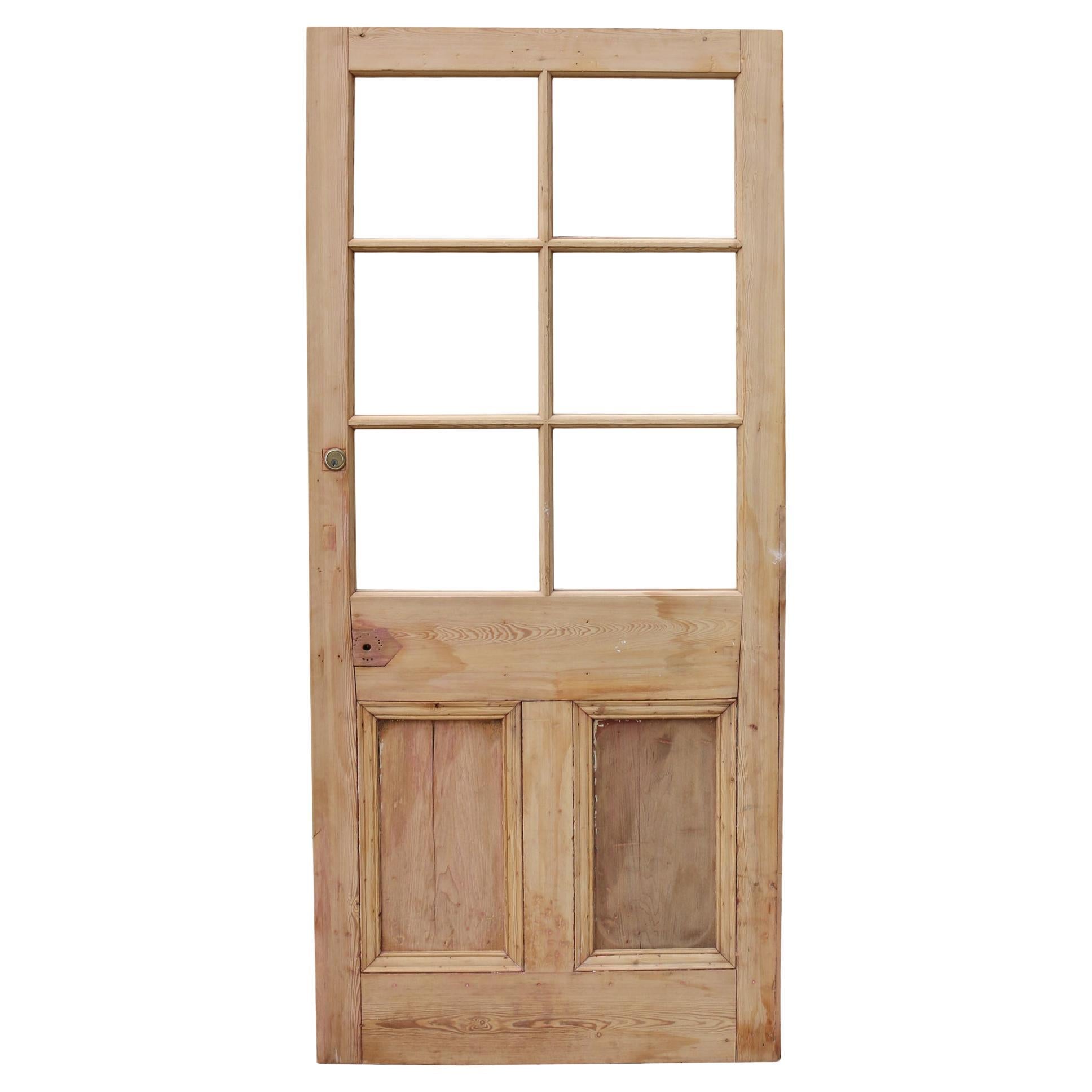 Antique Glazed Pine Door For Sale