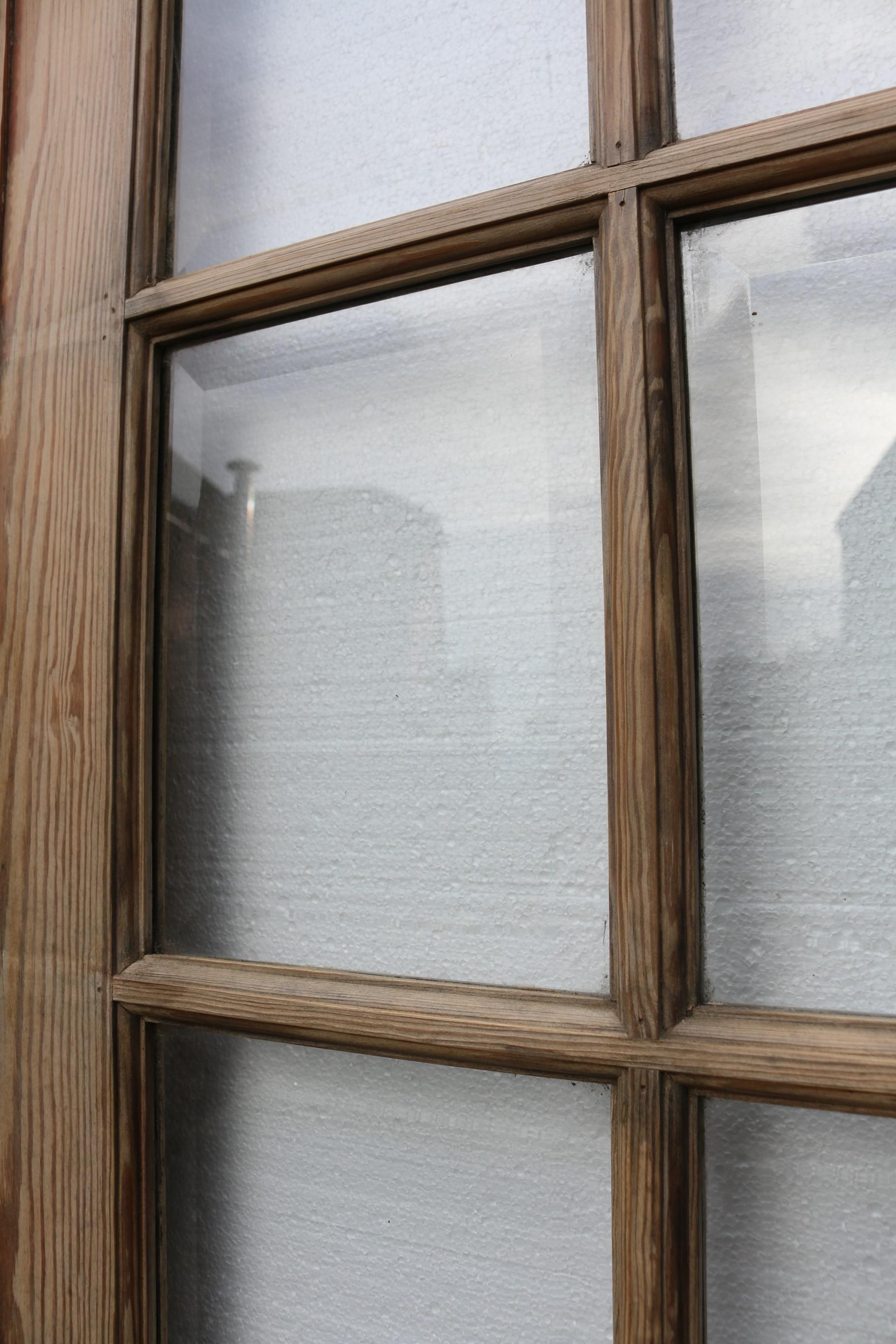 Antique Glazed Pine Double Doors For Sale 4