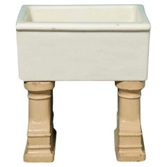 Antique Glazed Stoneware Belfast Sink on Legs