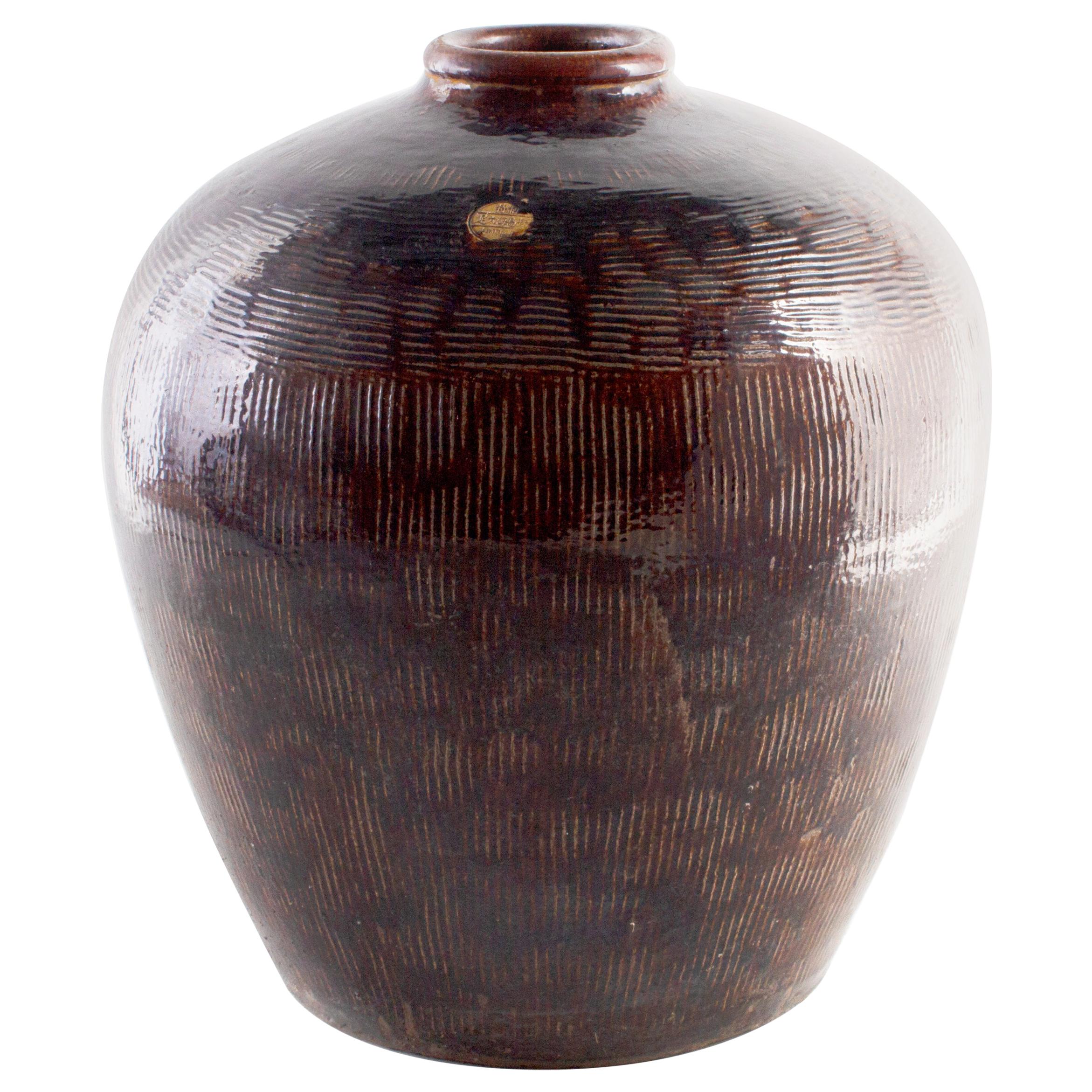 Antique Glazed Storage Jar For Sale