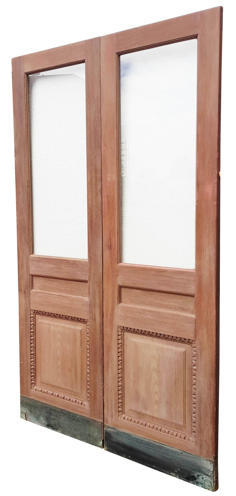 Antique Glazed Teak Double Doors For Sale at 1stdibs