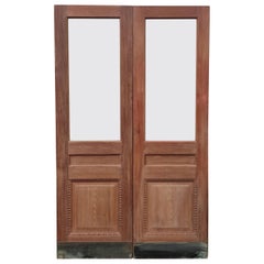 Pair Of Half Glazed Mahogany Interior Double Doors For Sale