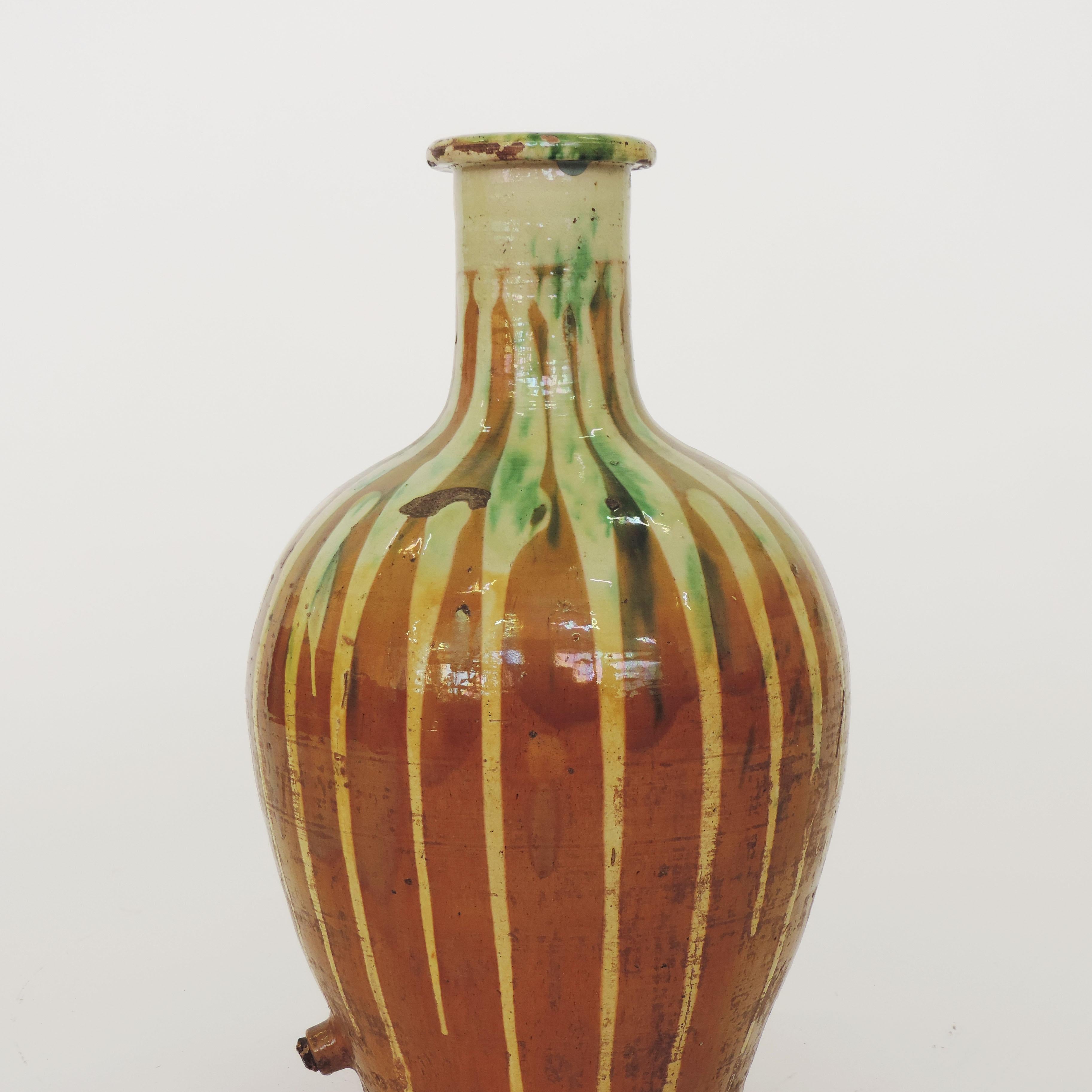 Antique glazed terracotta jar, Italy, 1900s.