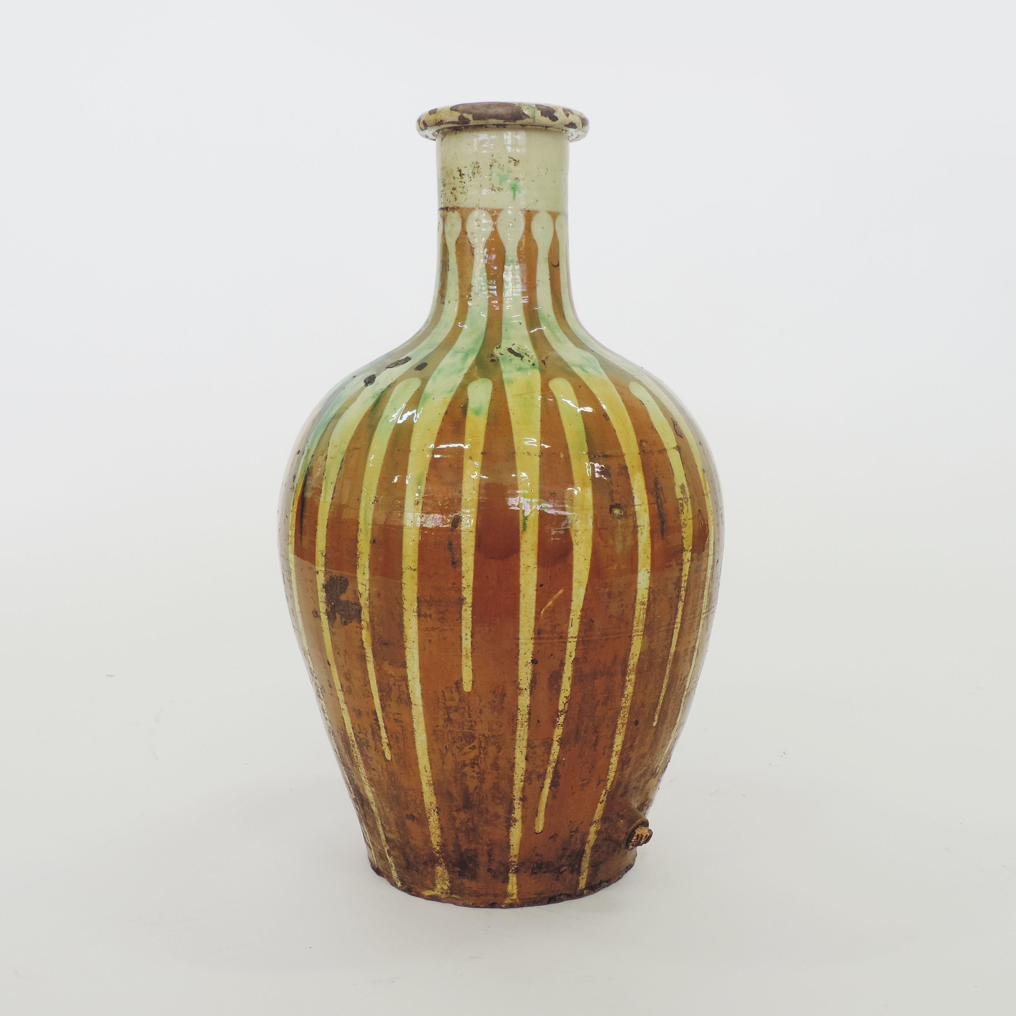 Italian Antique Glazed Terracotta Jar, Italy, 1900s