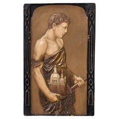 Antike glasierte Terrakotta-Tafel eines Architekten