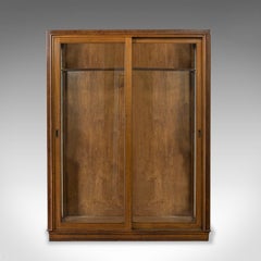 Antique Glazed Wardrobe Cabinet, Oak, Retail Shop Fitting, Display, circa 1900