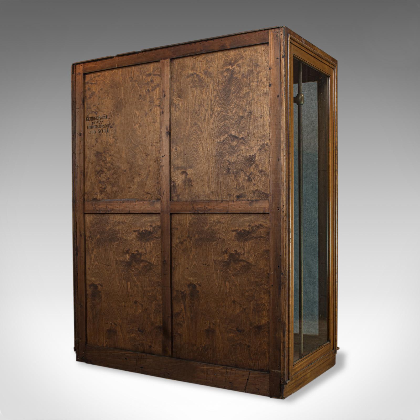 English Antique Glazed Wardrobe Cabinet, Oak, Retail Shop Fitting, Display, circa 1900