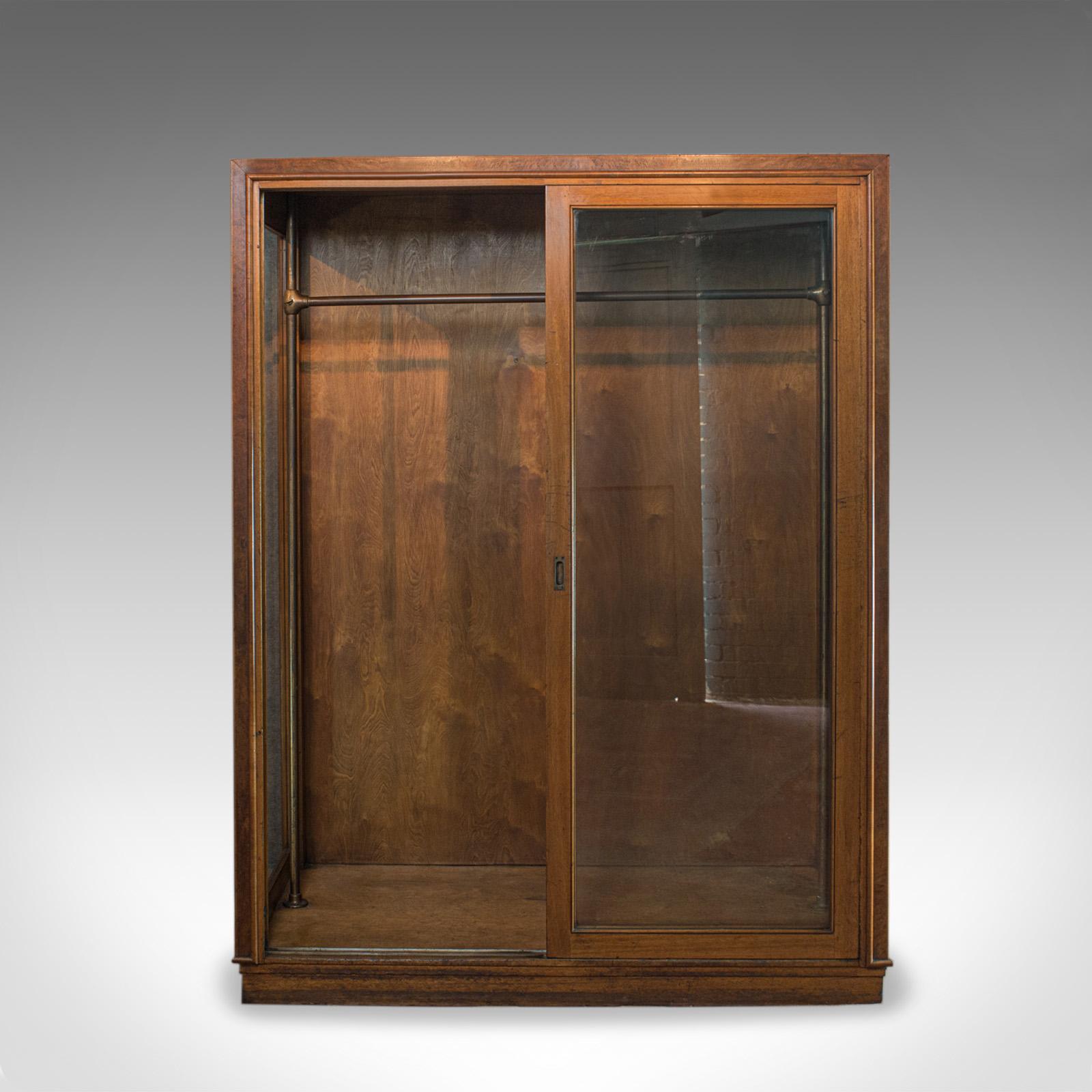 Glass Antique Glazed Wardrobe Cabinet, Oak, Retail Shop Fitting, Display, circa 1900